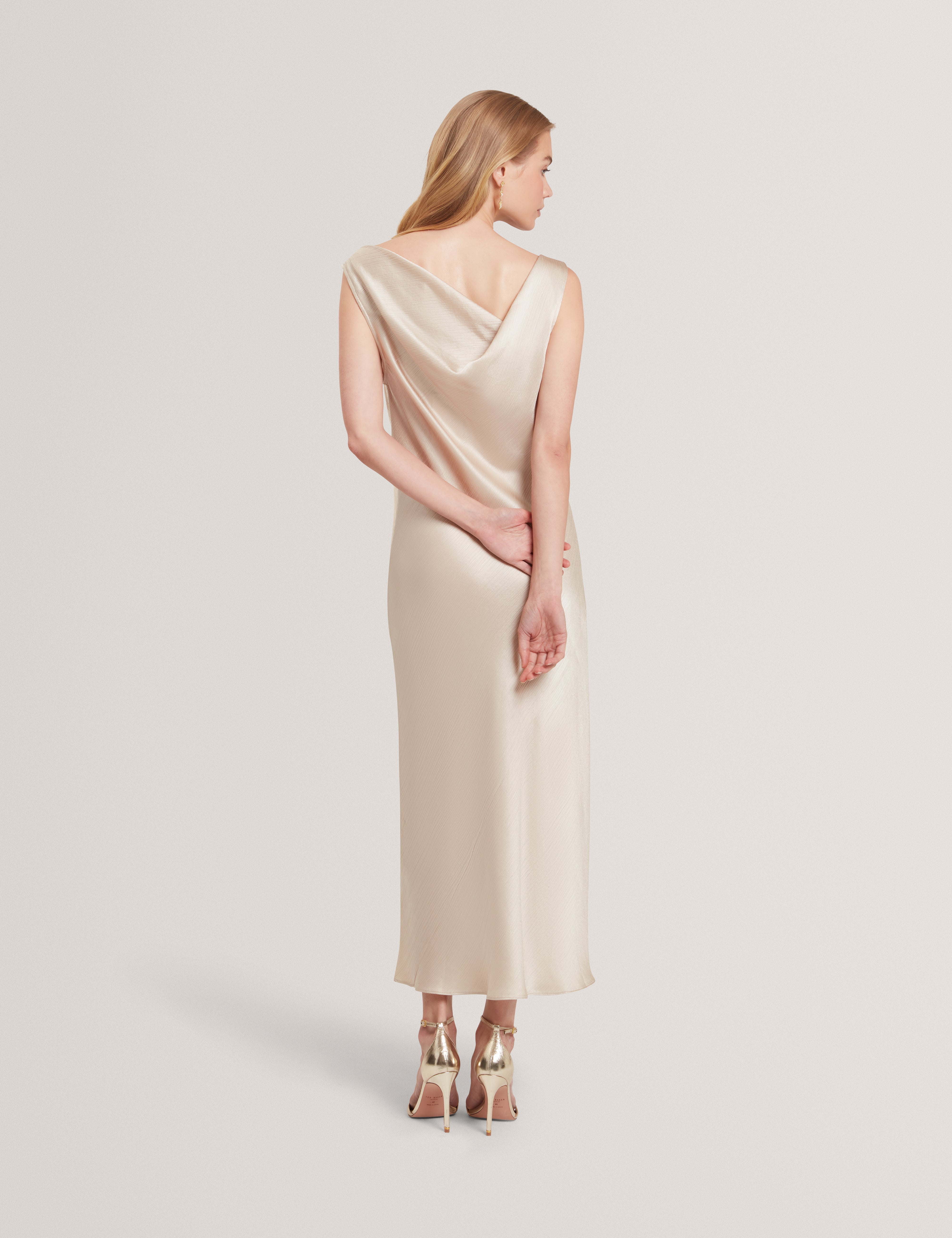 Miinta Cowl Neck Midi Dress Natural