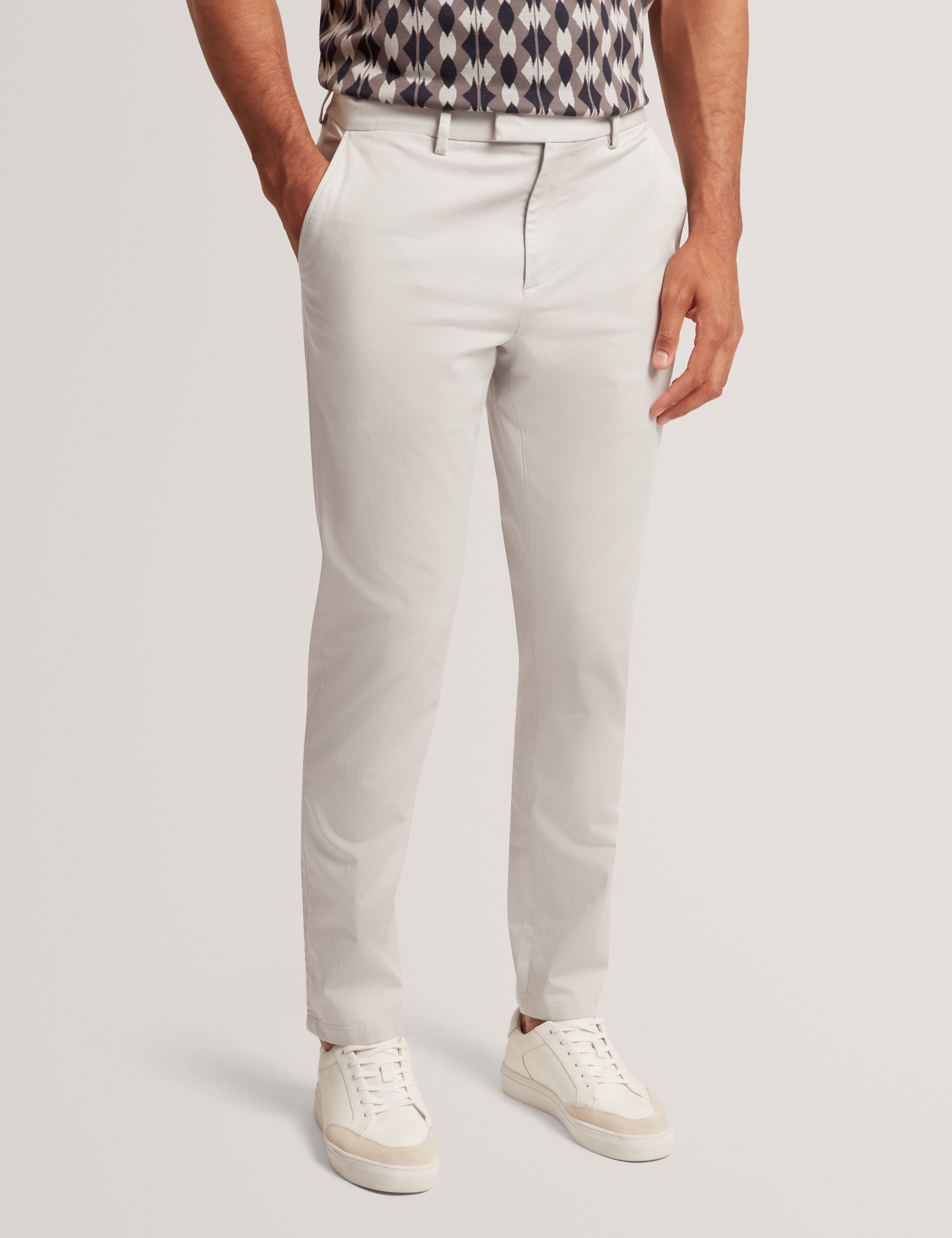 Howeton Slim Stretch Chino Lt-Grey