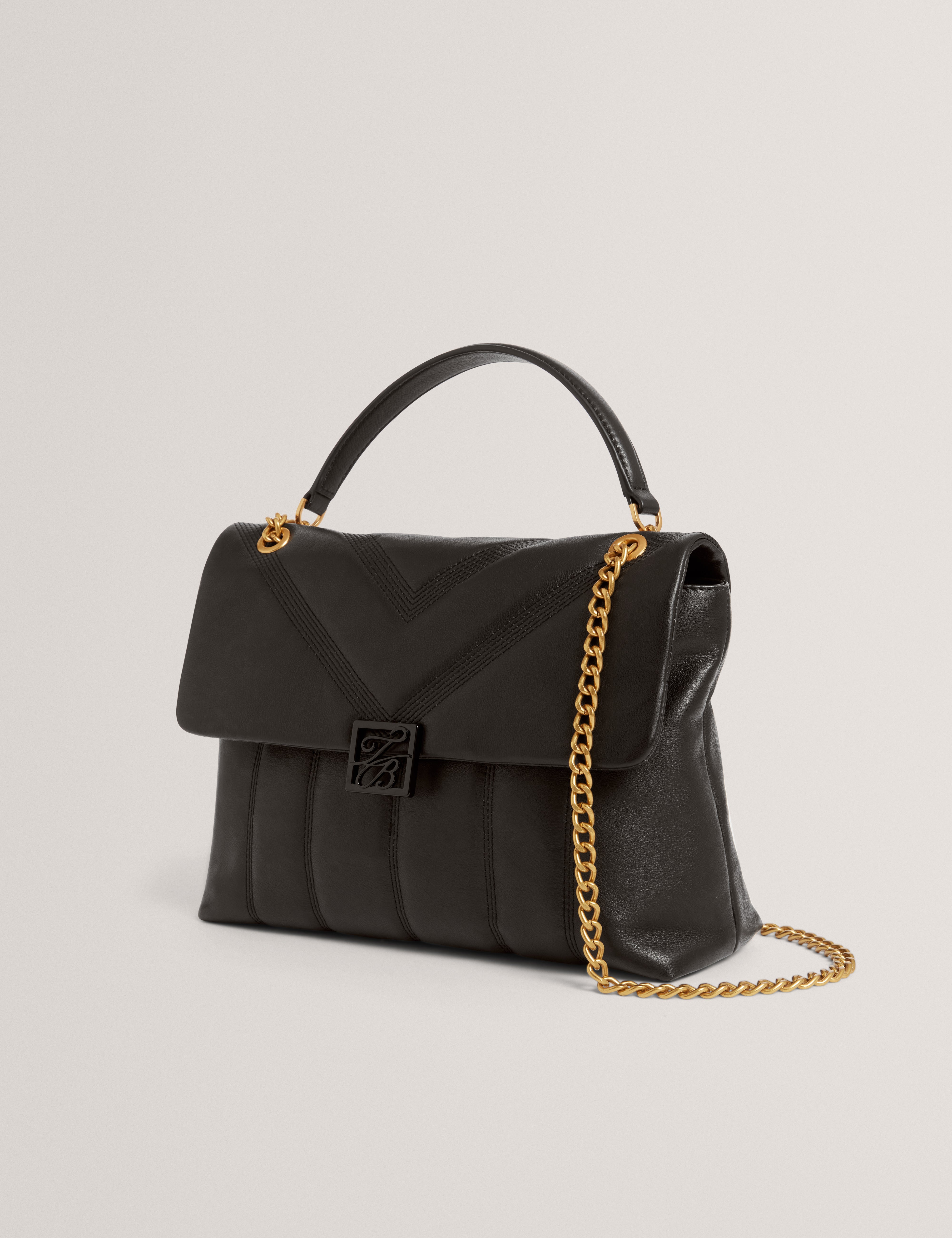 Anileah Tb Script Detail Leather Padded Shoulder Black