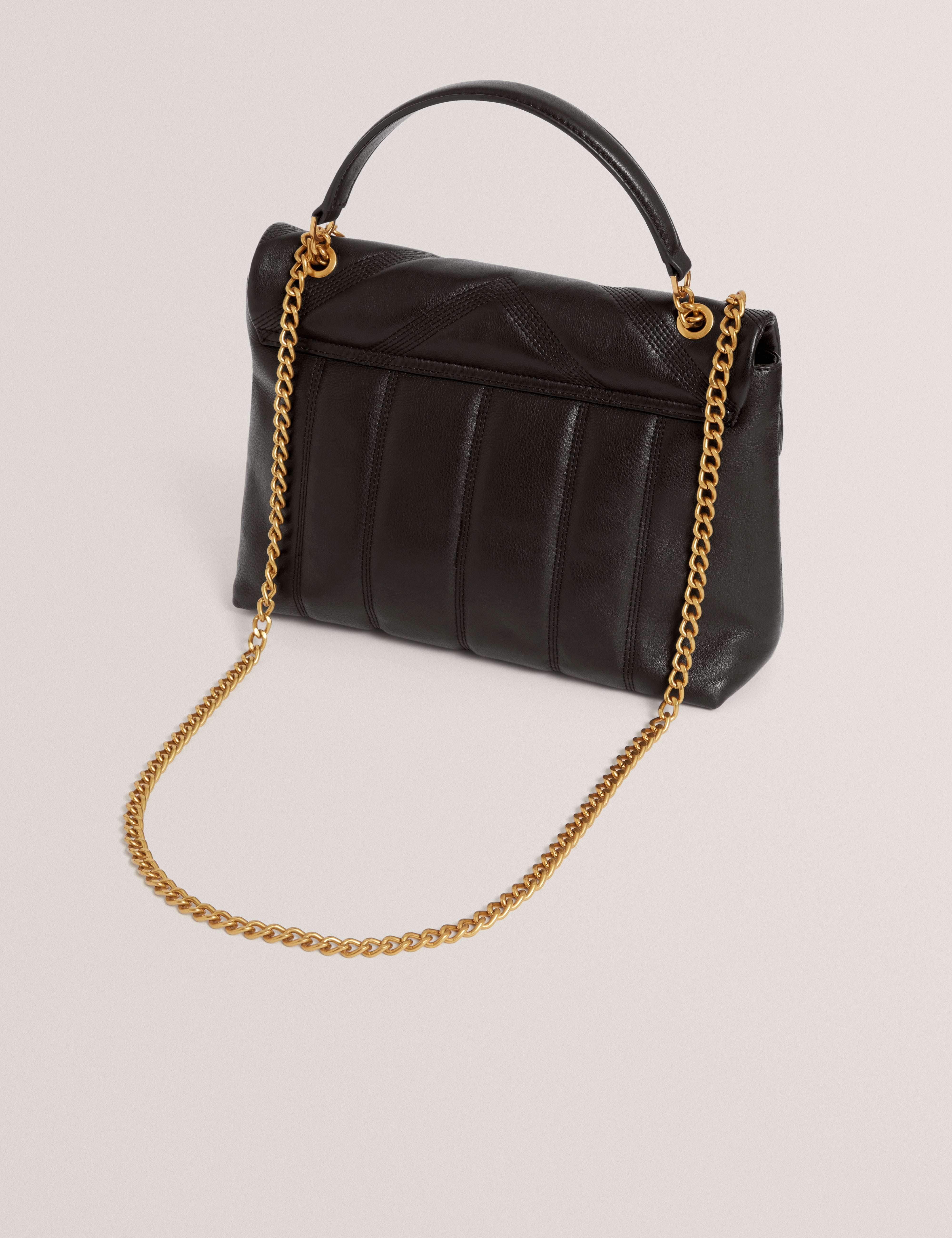 Anileah Tb Script Detail Leather Padded Shoulder Black