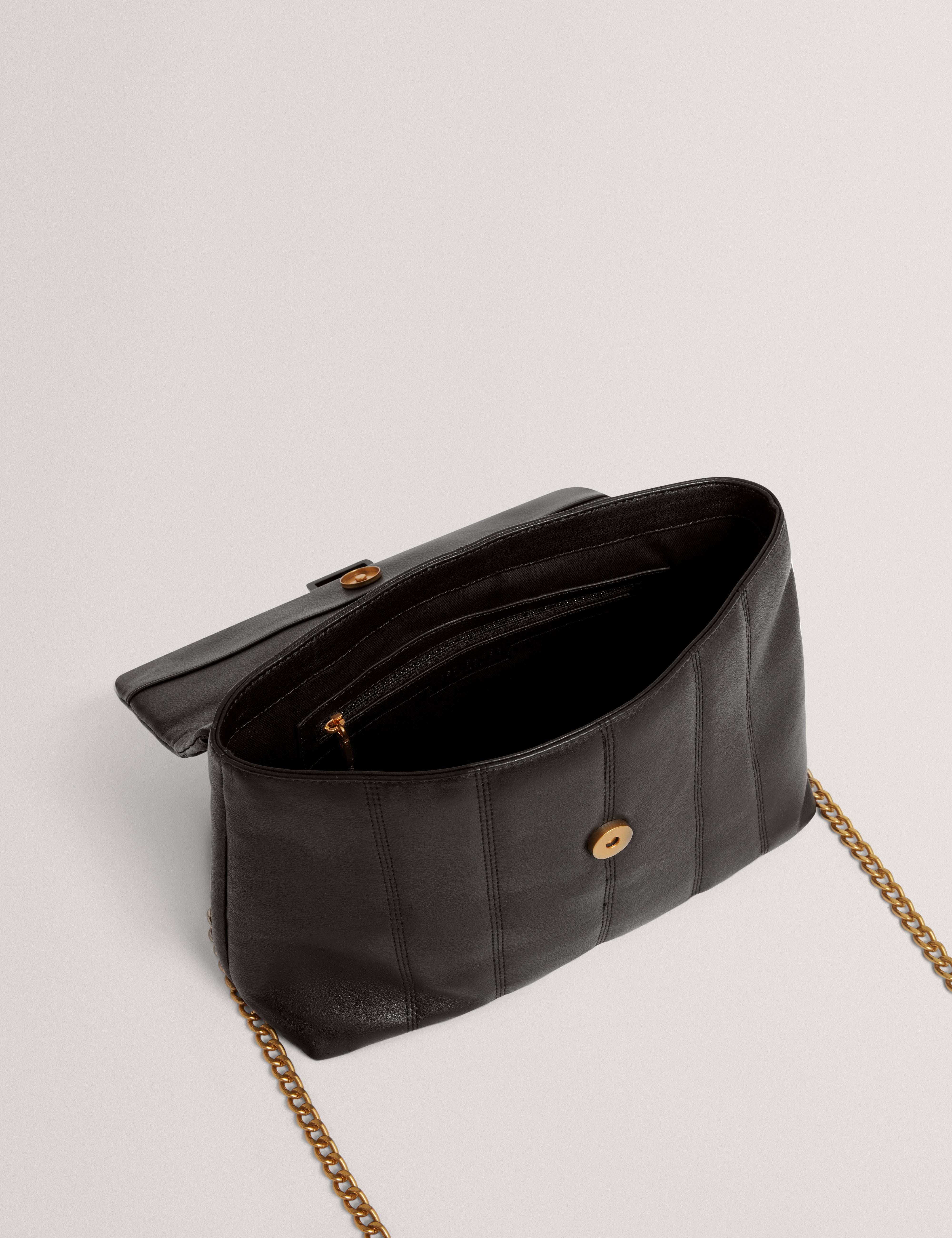 Anileah Tb Script Detail Leather Padded Shoulder Black