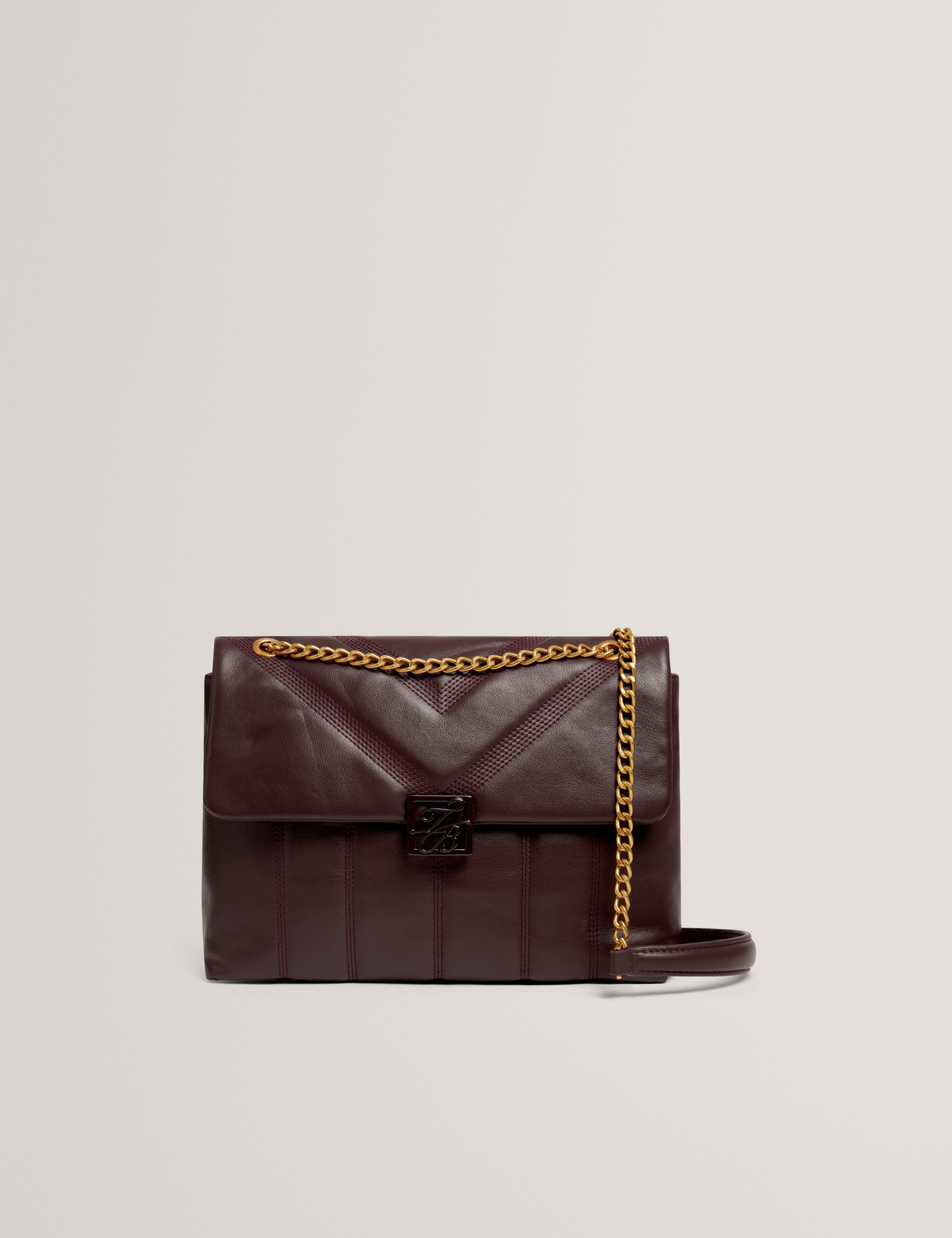 Anileah Tb Script Detail Leather Padded Shoulder Wine