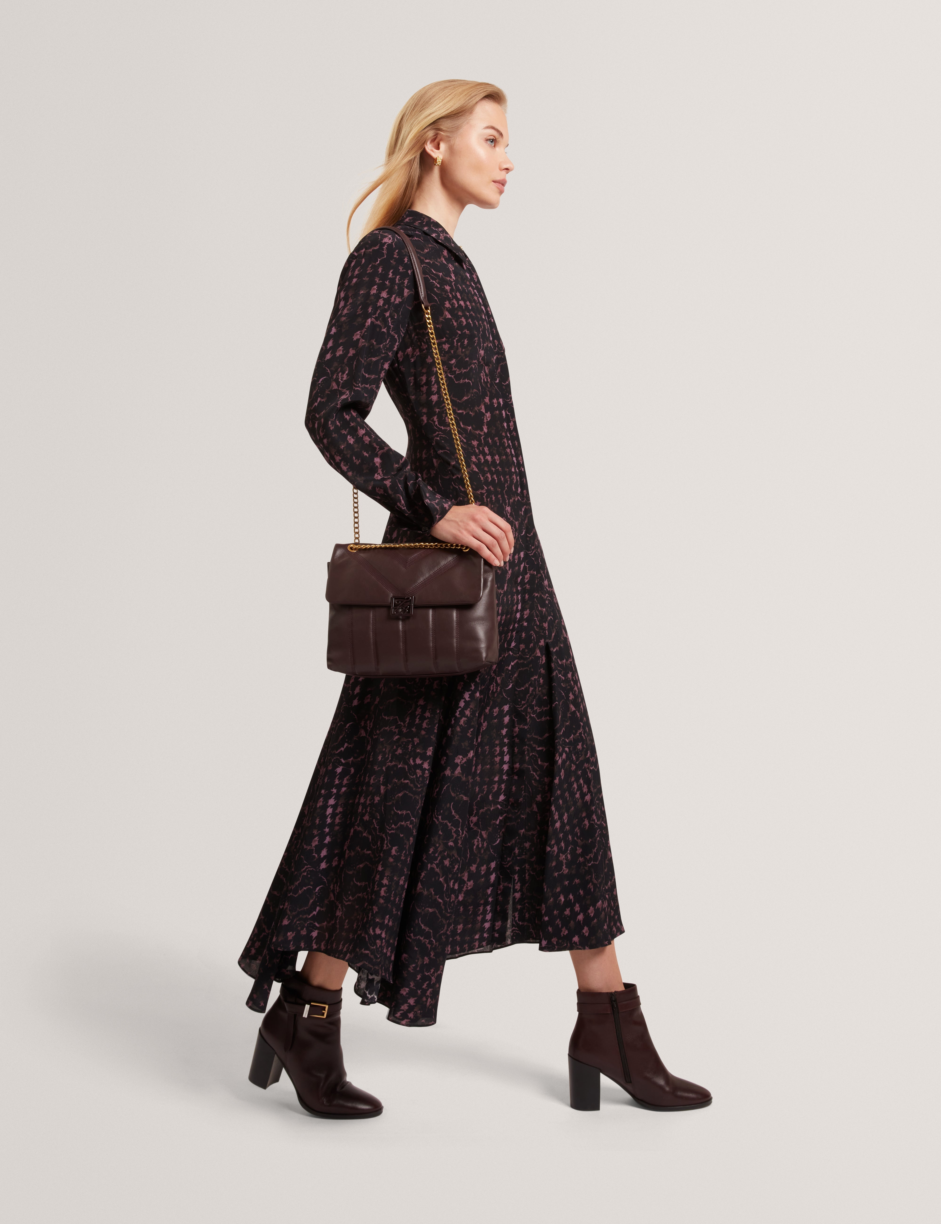 Anileah Tb Script Detail Leather Padded Shoulder Wine