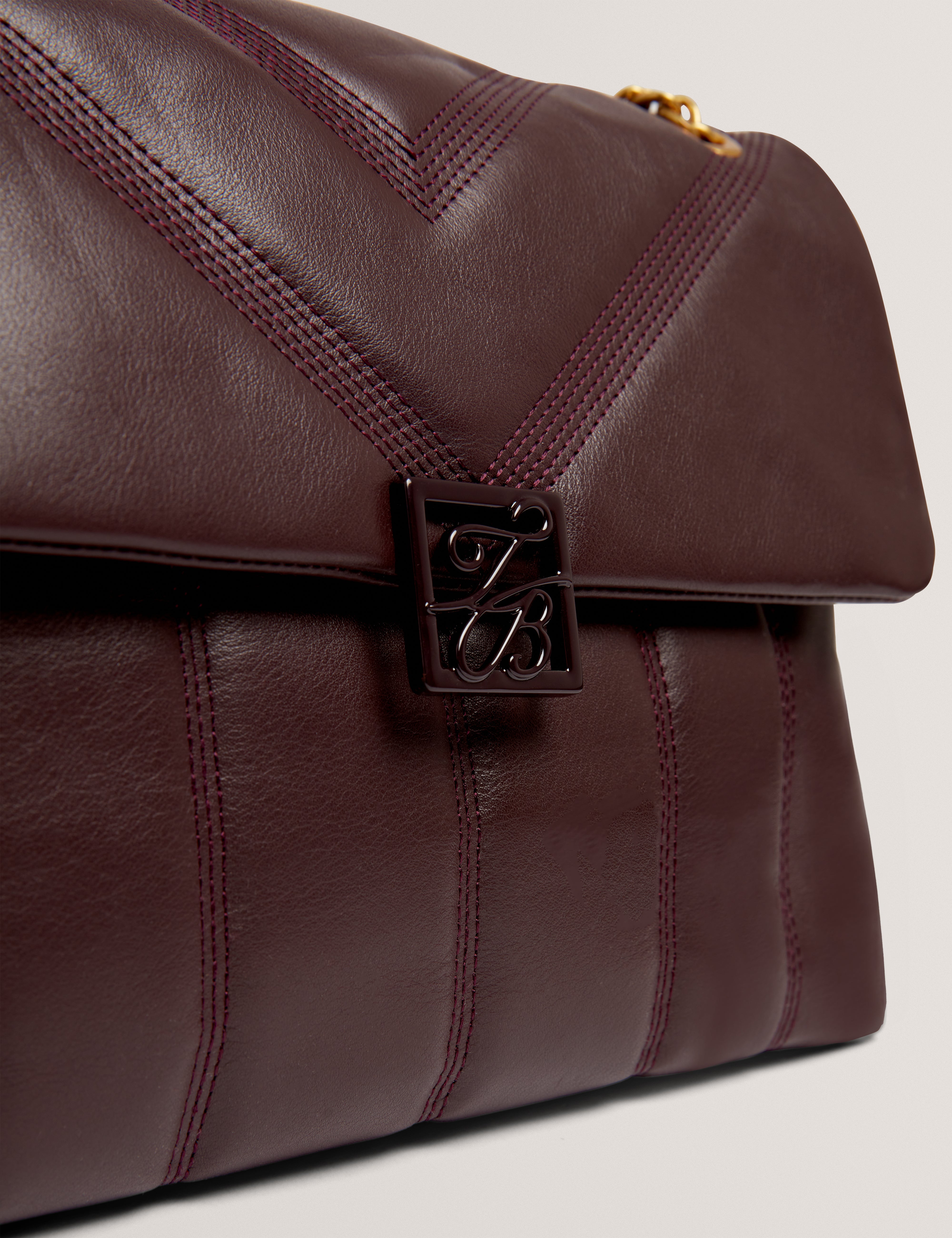Anileah Tb Script Detail Leather Padded Shoulder Wine