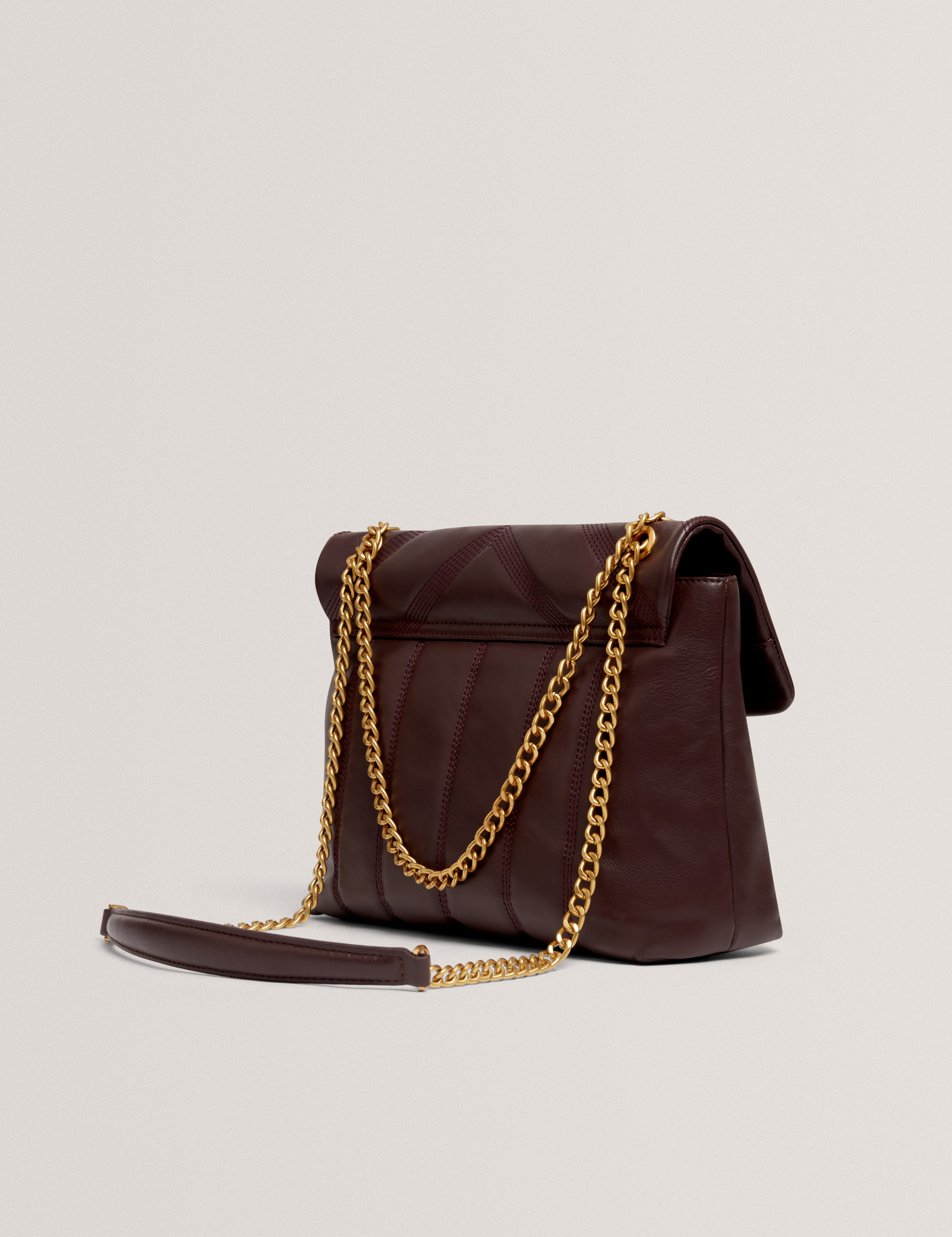 Anileah Tb Script Detail Leather Padded Shoulder Wine