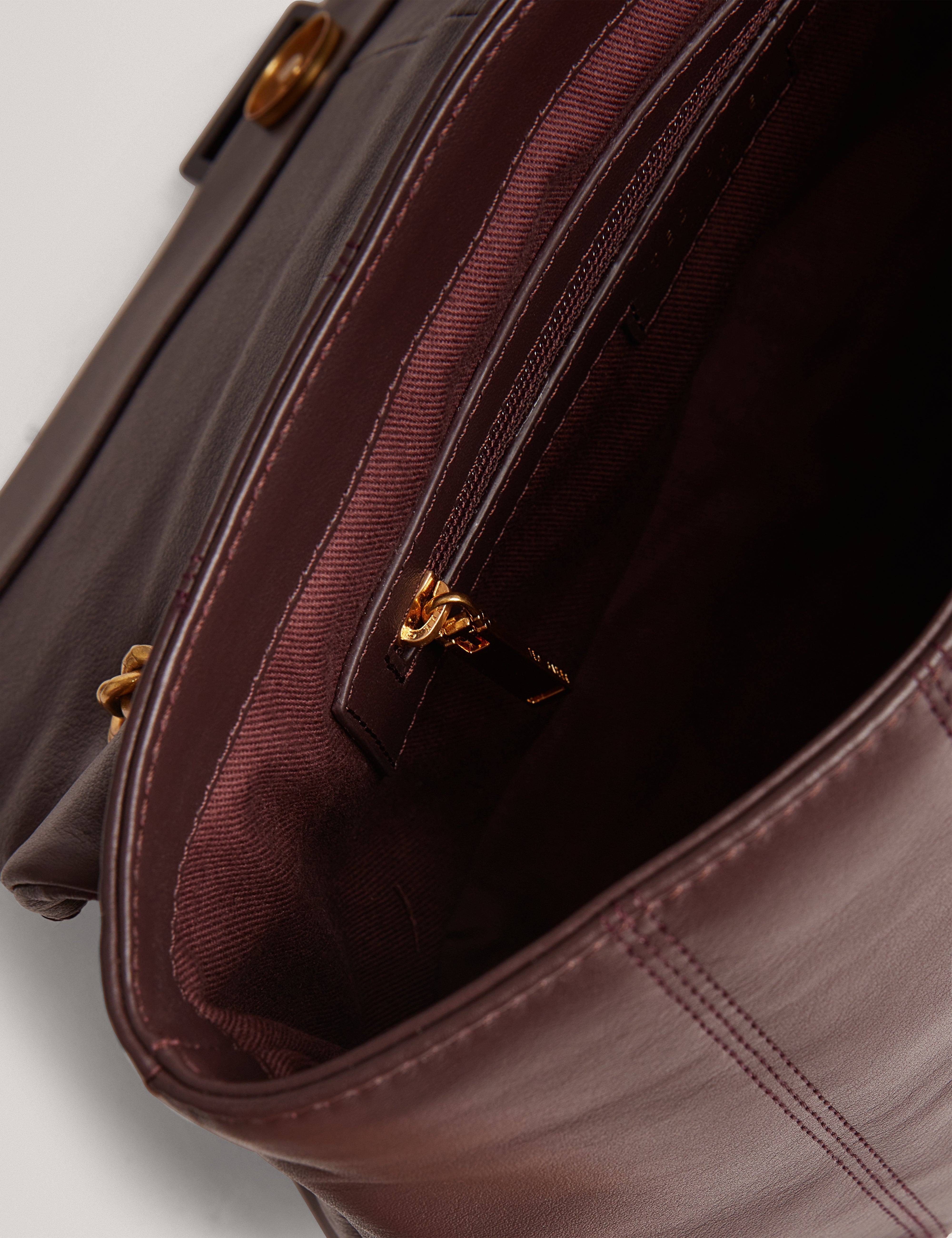 Anileah Tb Script Detail Leather Padded Shoulder Wine