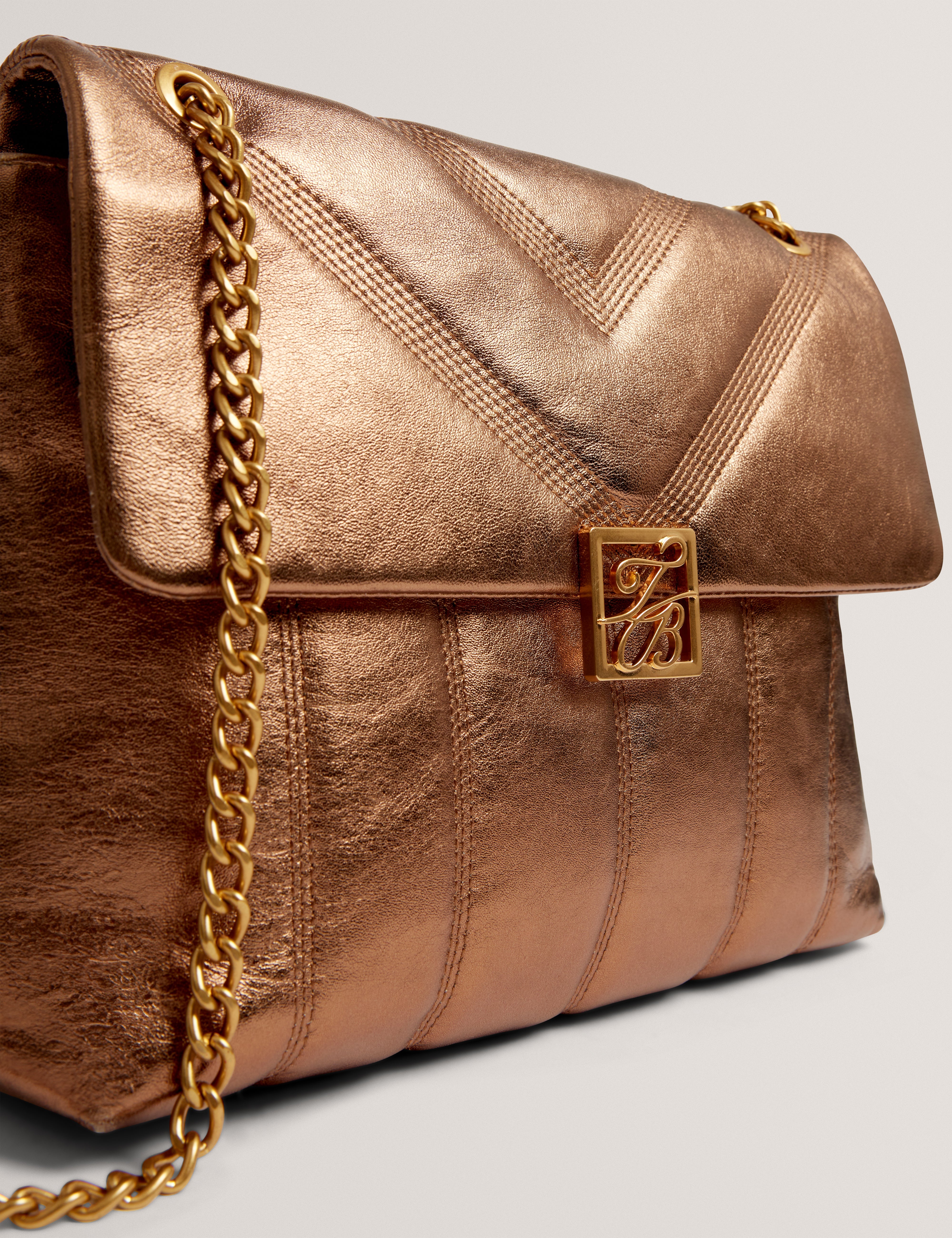 Anisiaa Tb Script Detail Leather Padded Shoulder Gold