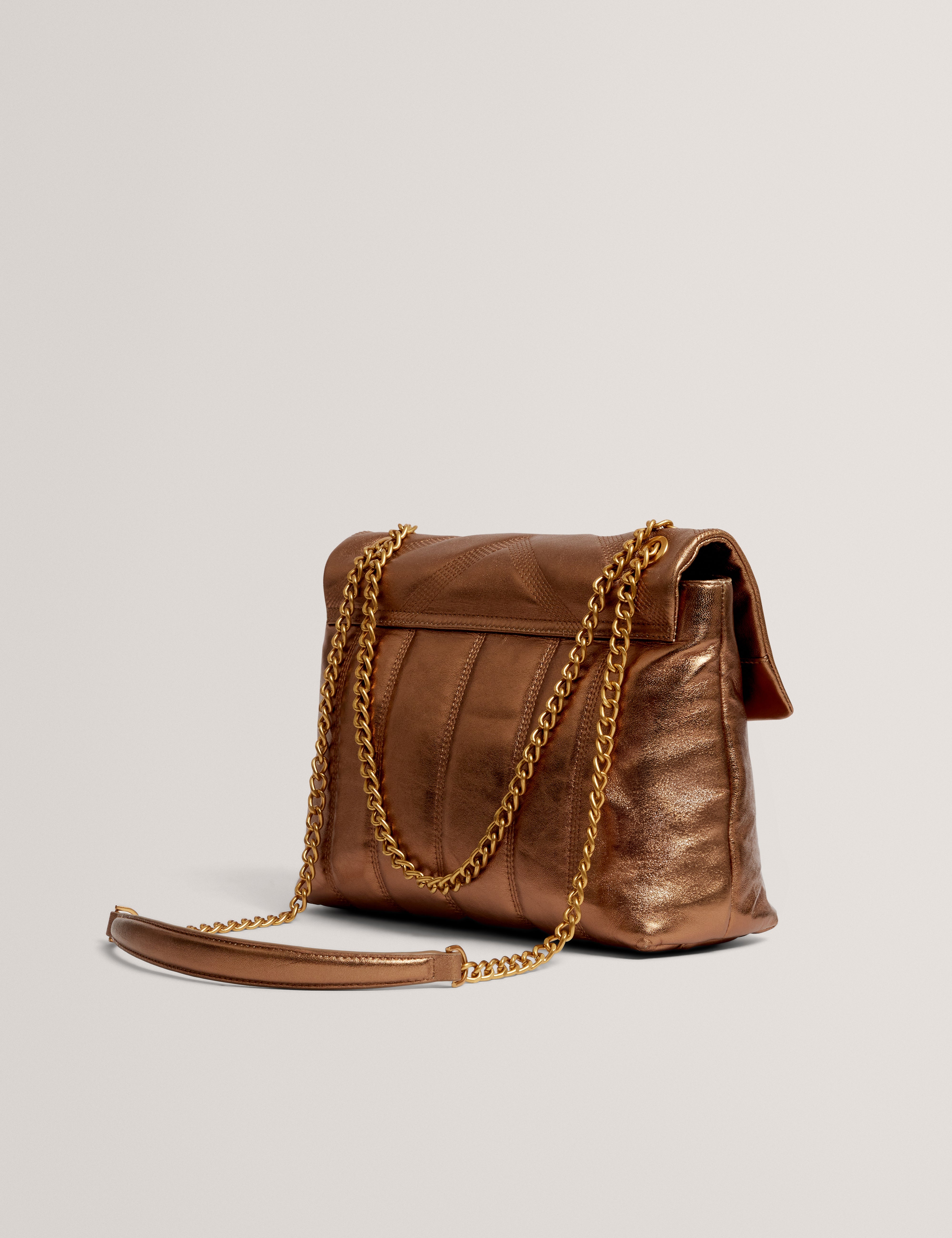 Anisiaa Tb Script Detail Leather Padded Shoulder Gold