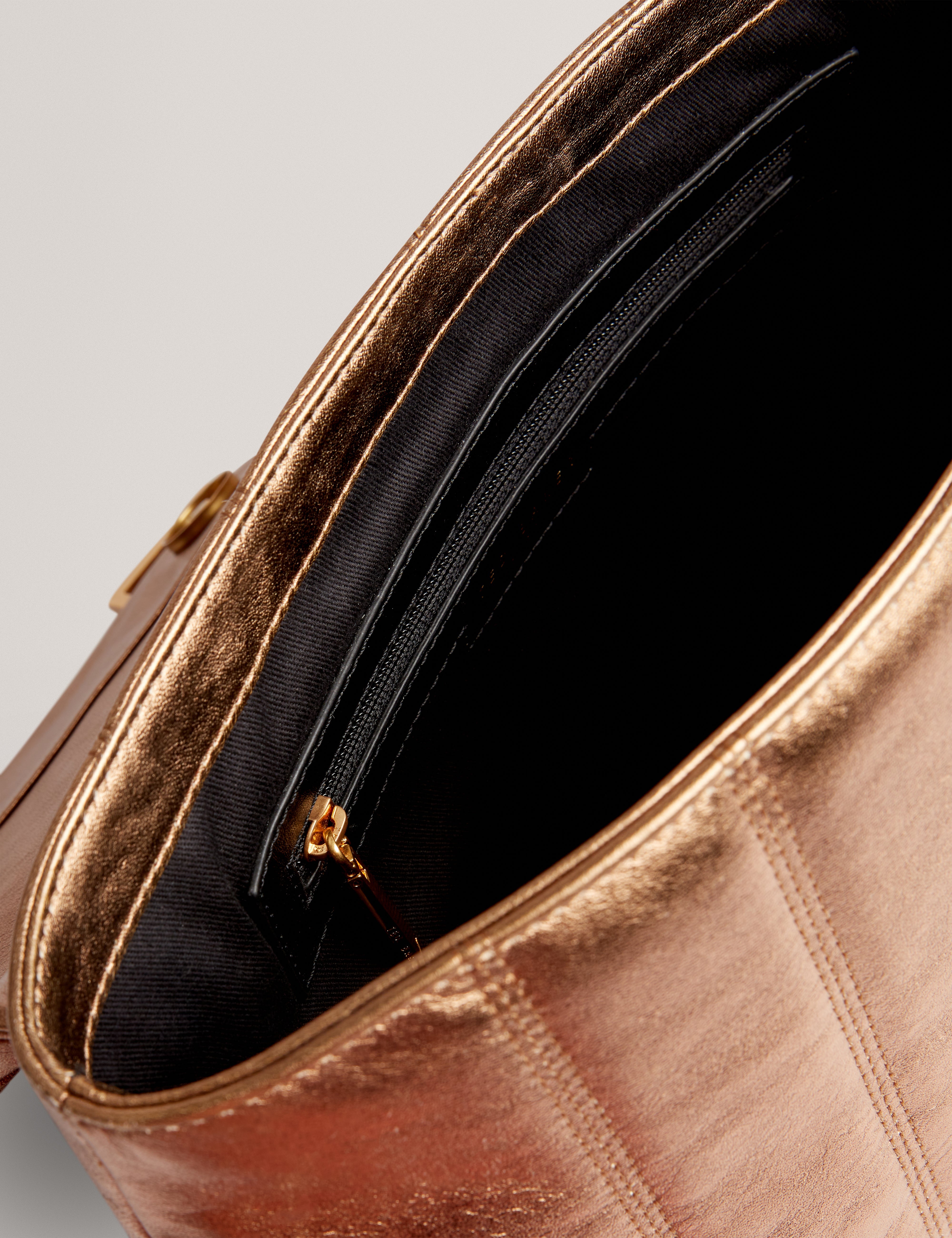 Anisiaa Tb Script Detail Leather Padded Shoulder Gold