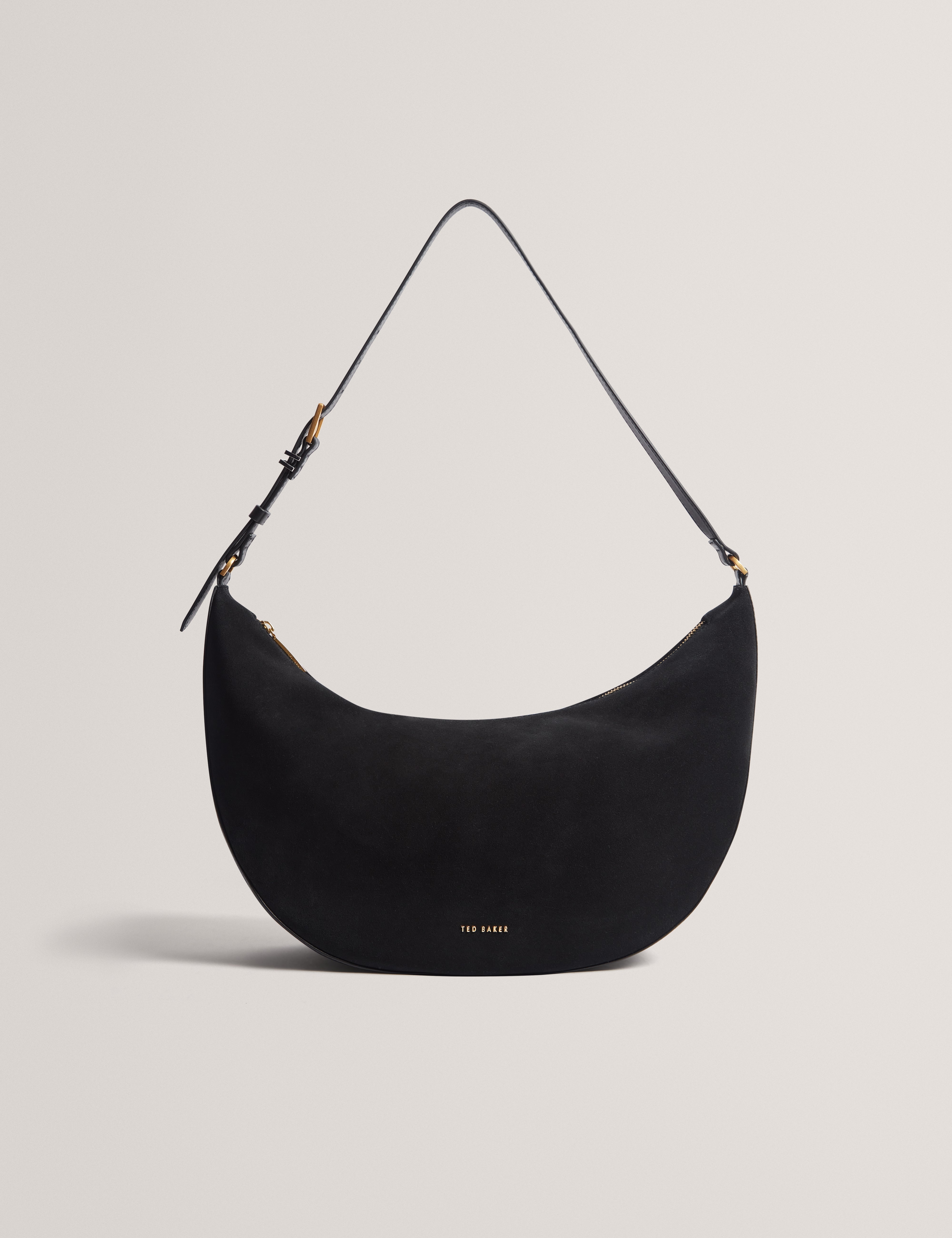 Taliee Suede Belted Detail Hobo Bag Black