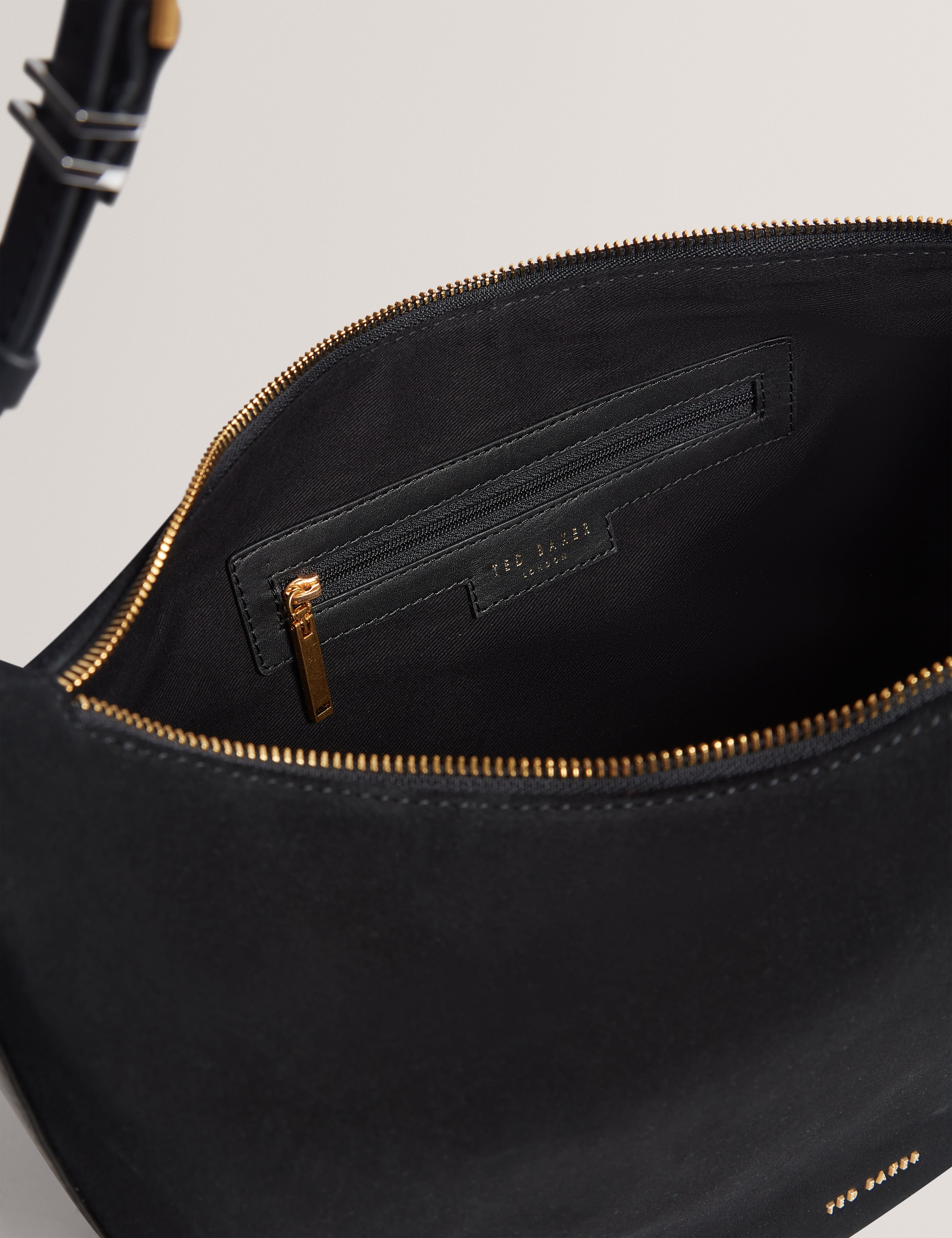 Taliee Suede Belted Detail Hobo Bag Black