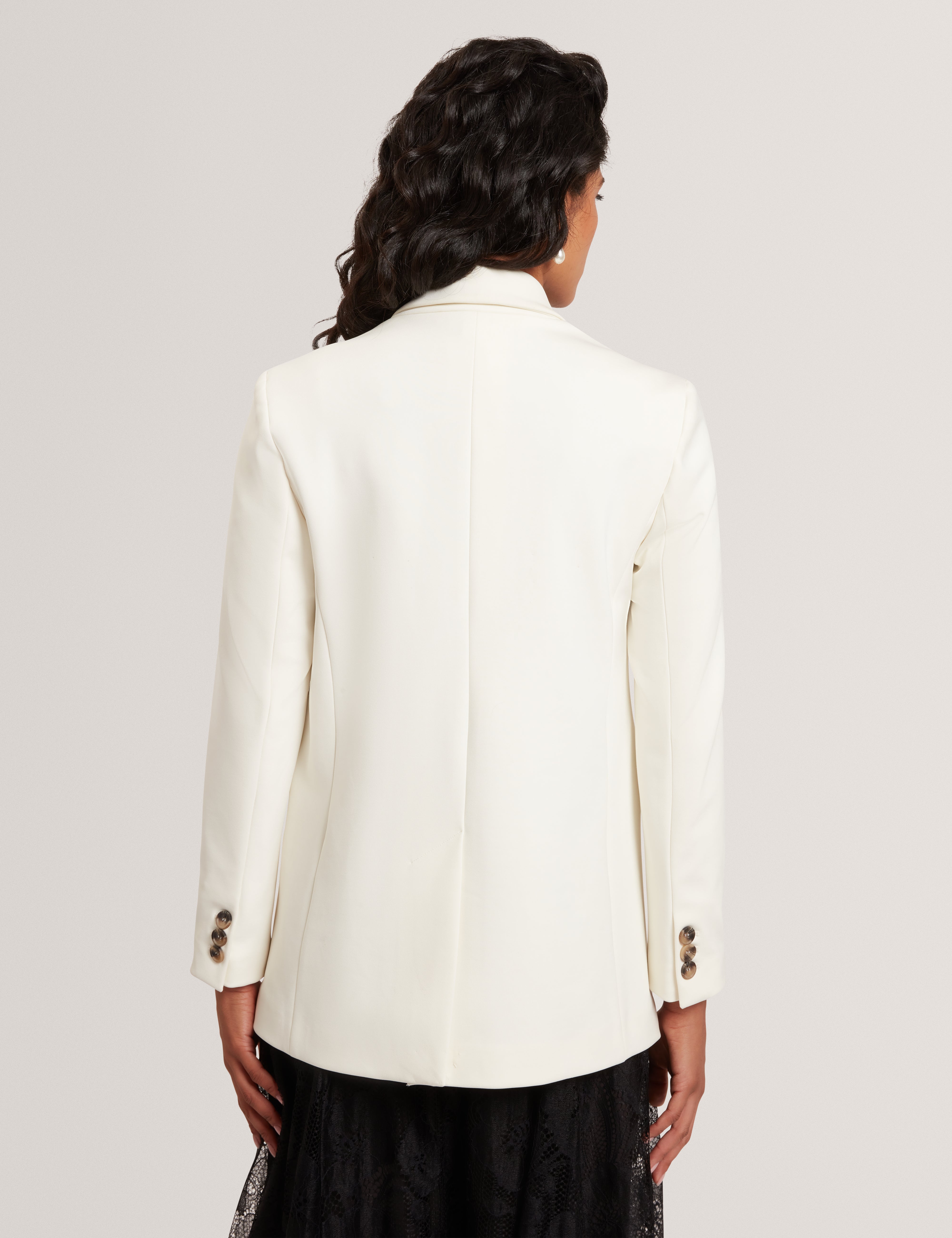 Pawlyn Tailored Ponte Double Breasted Blazer Ivory