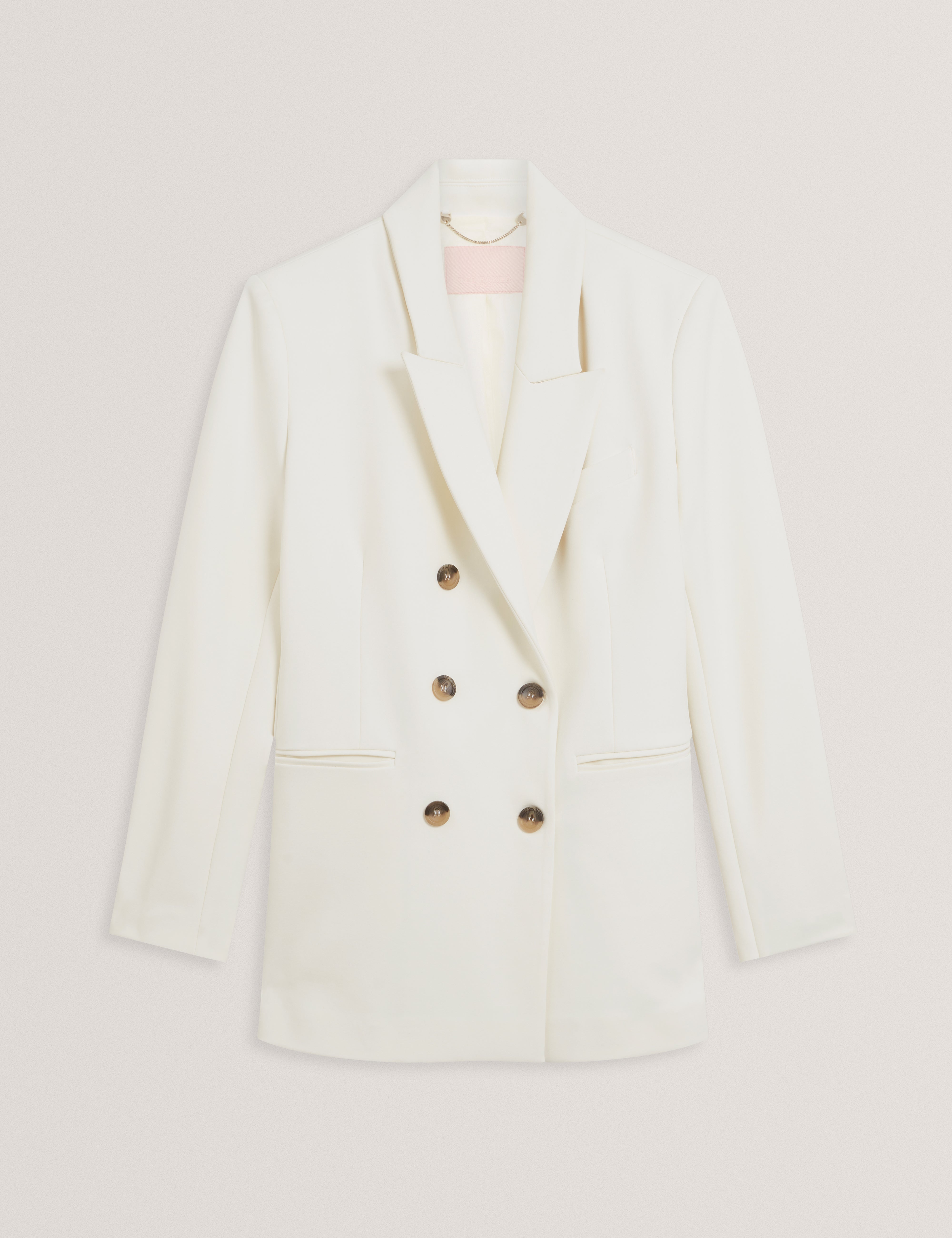Pawlyn Tailored Ponte Double Breasted Blazer Ivory