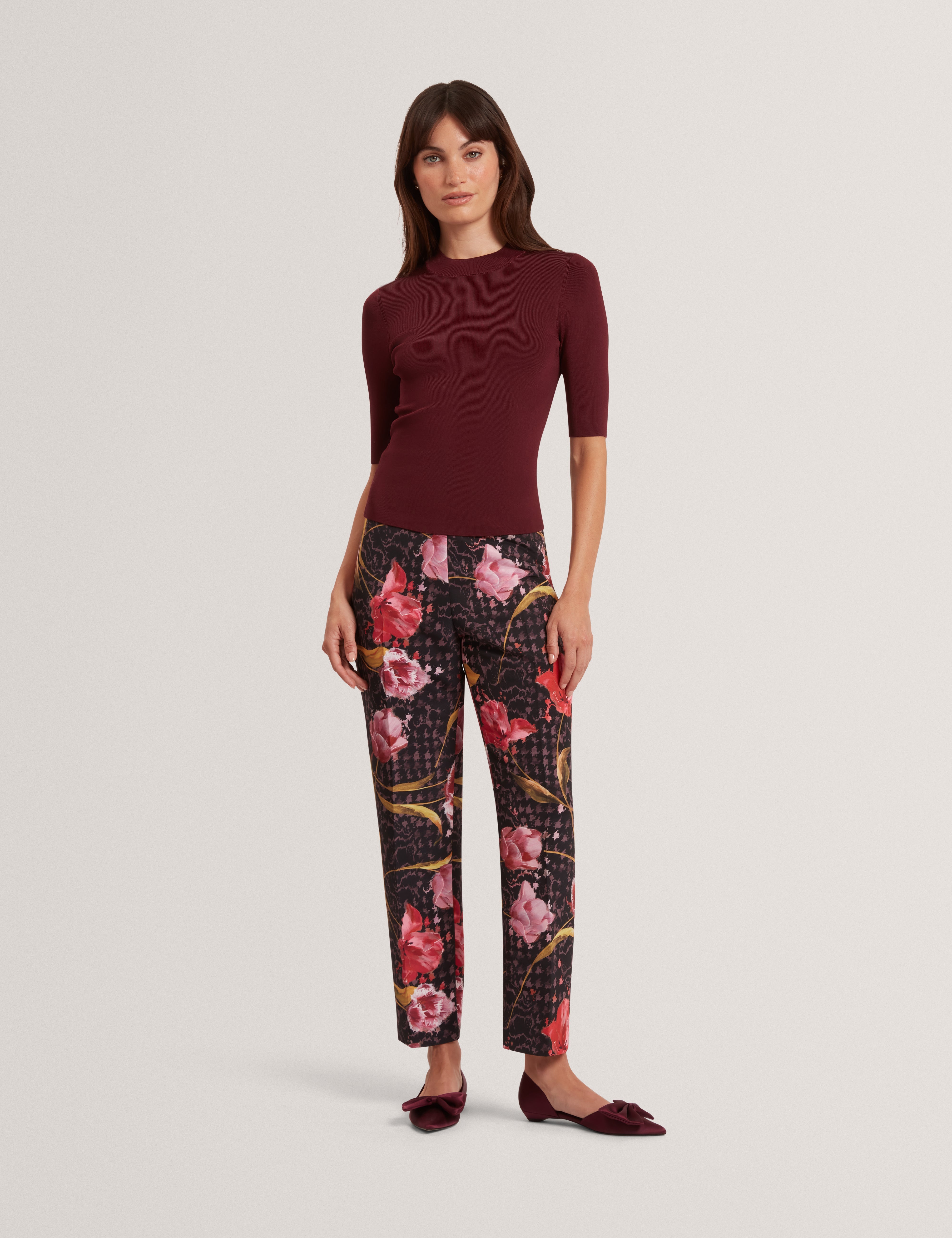 Kwarit Tailored Printed Slim Leg Trouser Black