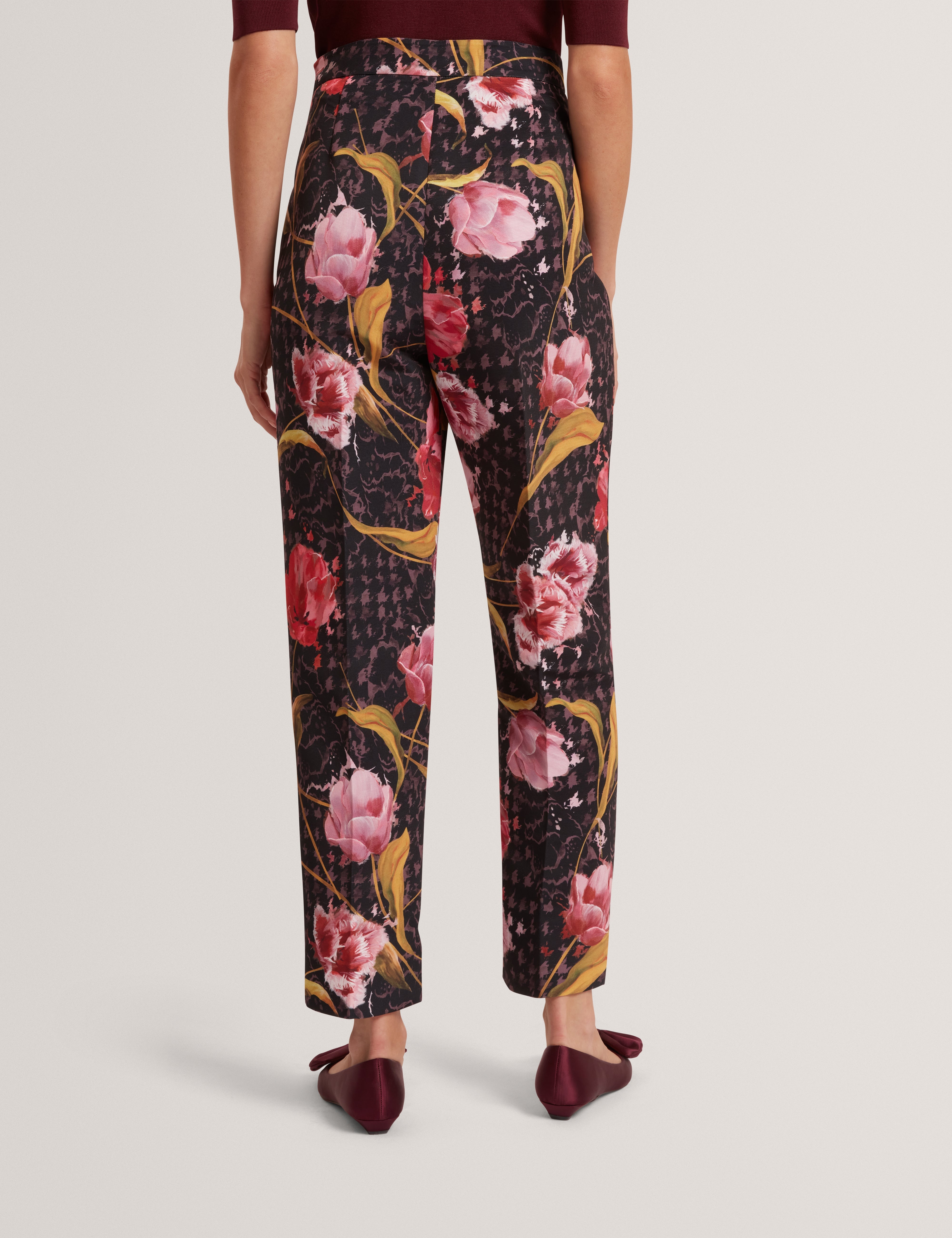 Kwarit Tailored Printed Slim Leg Trouser Black