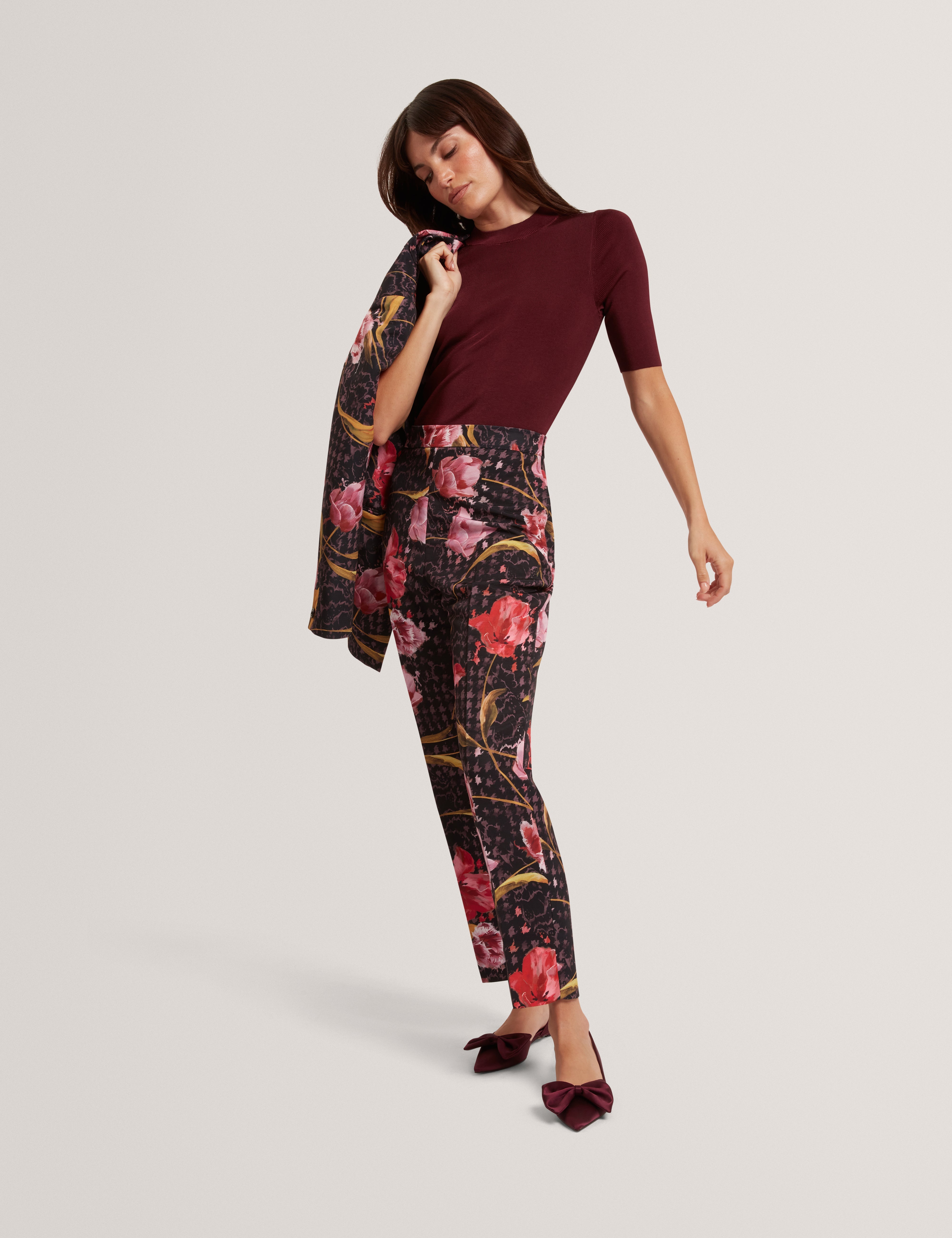 Kwarit Tailored Printed Slim Leg Trouser Black