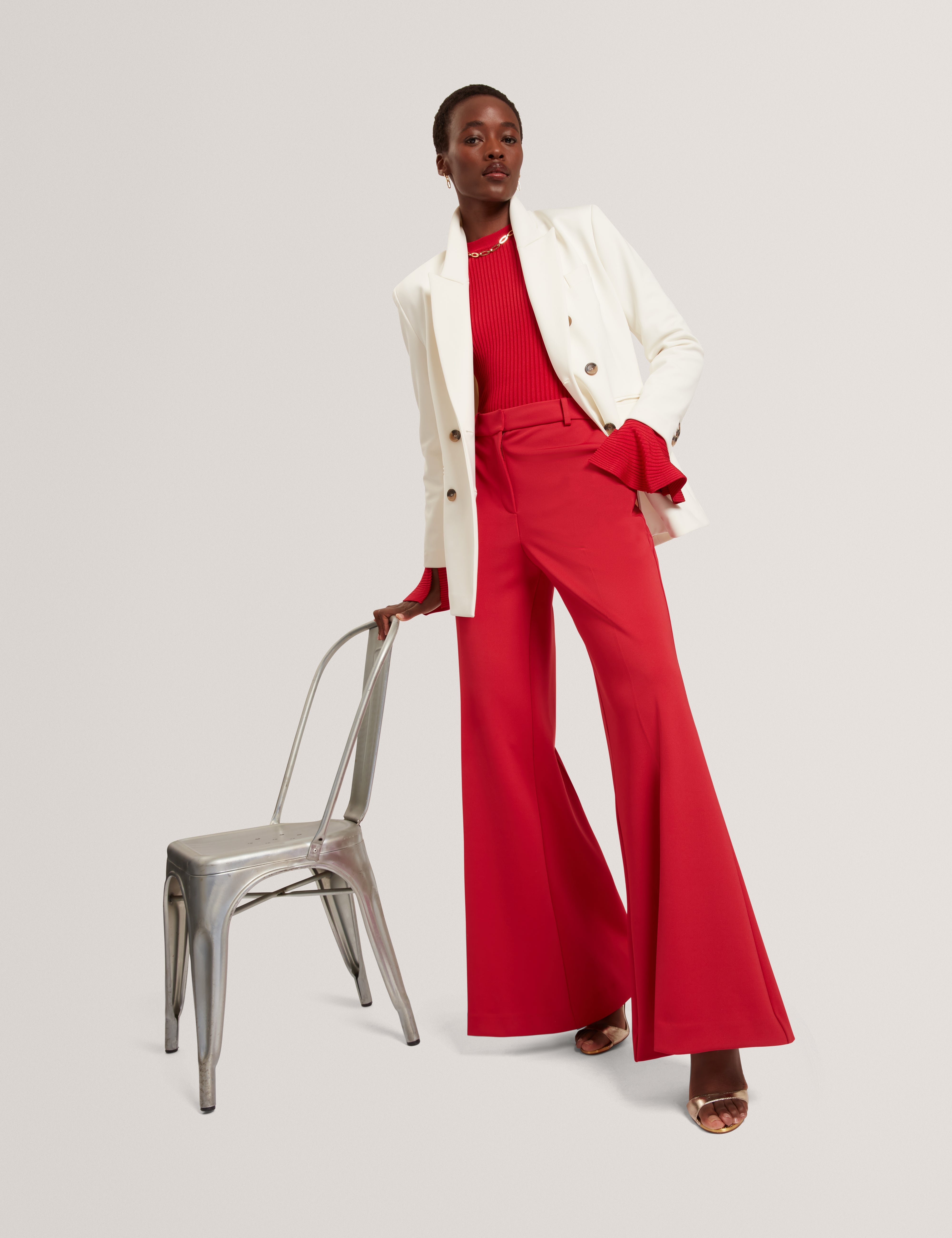 Nogal Ponte Wide Leg Trouser Dk-Red