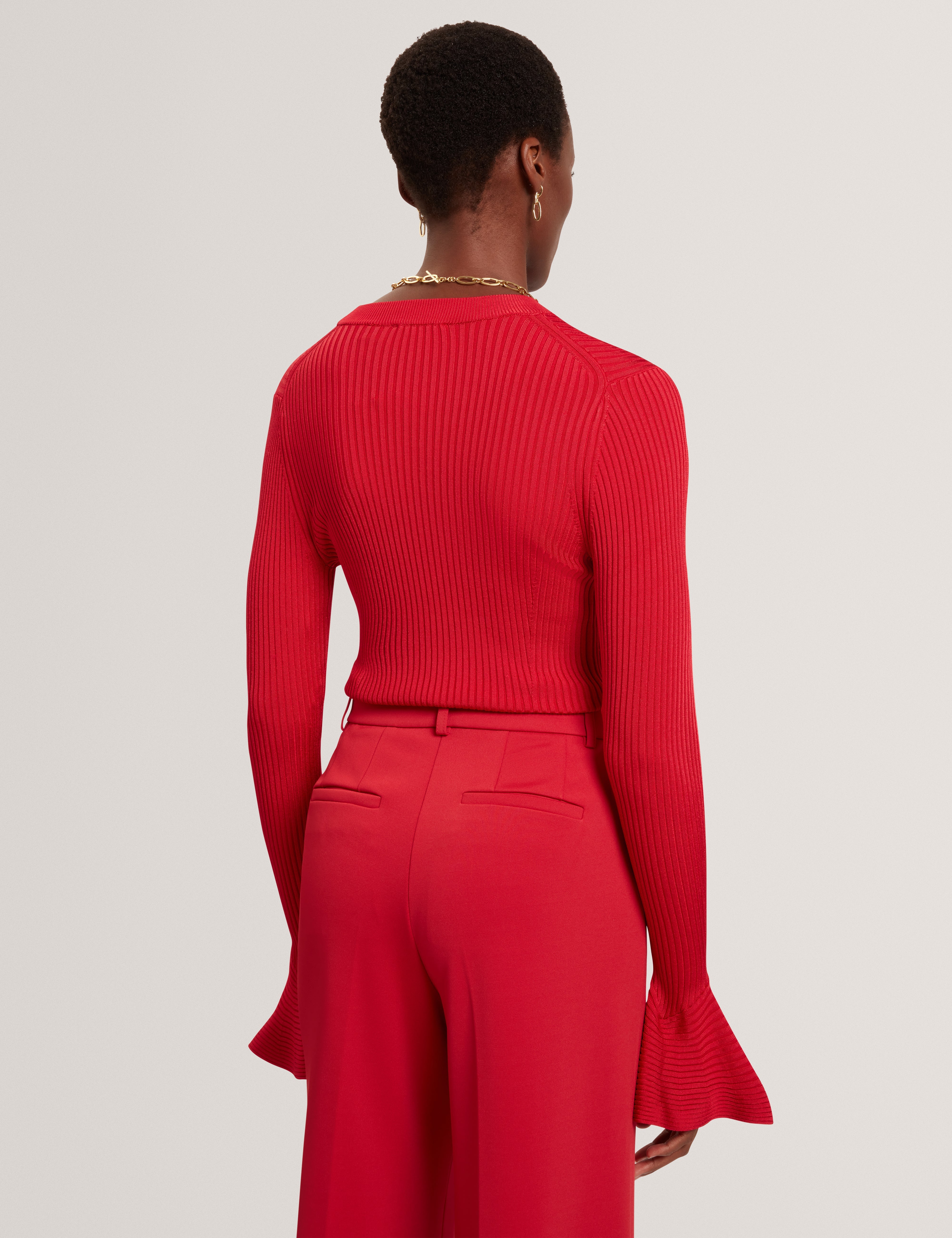 Eljoan Fitted Knitted Long Sleeve Top Dk-Red