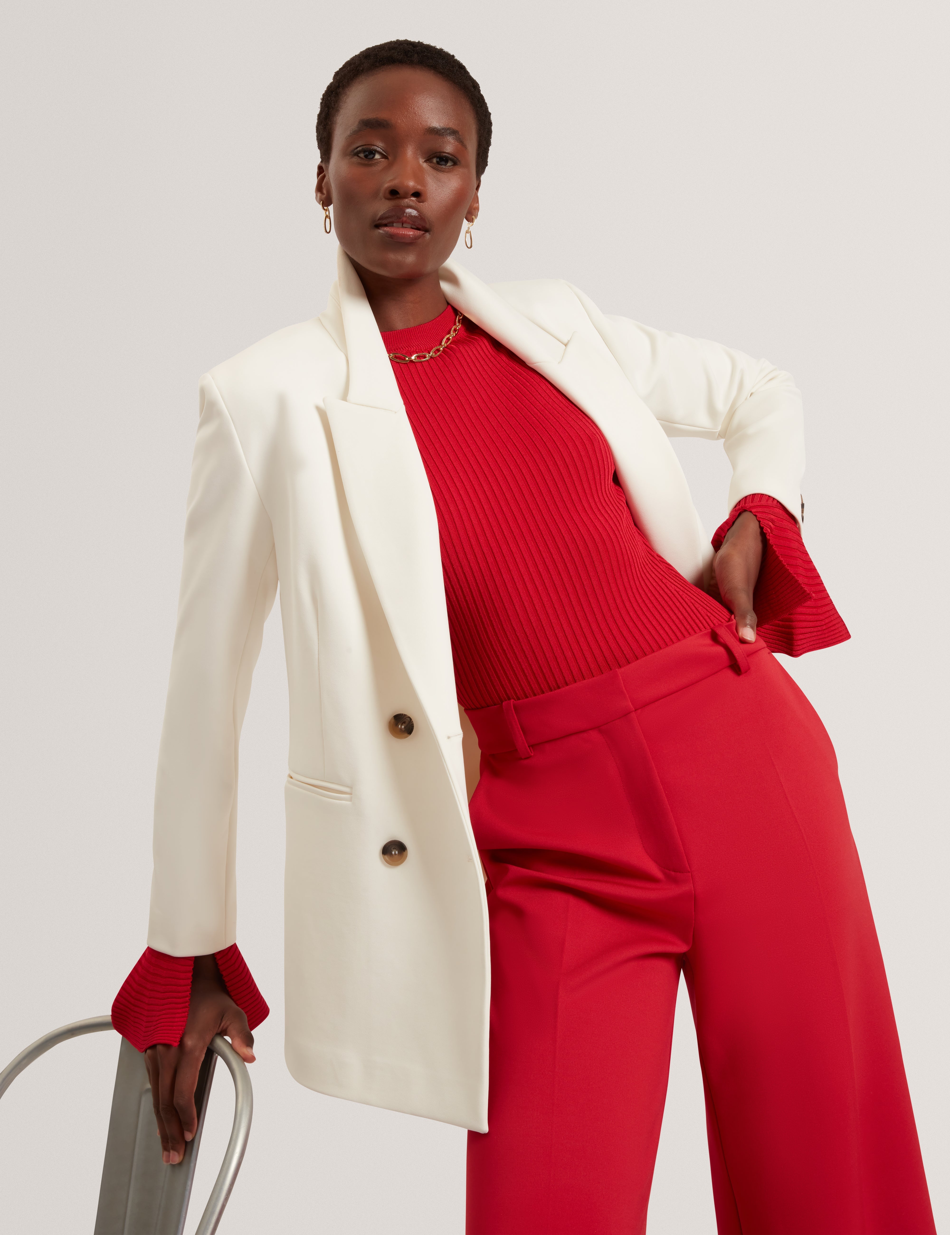 Eljoan Fitted Knitted Long Sleeve Top Dk-Red