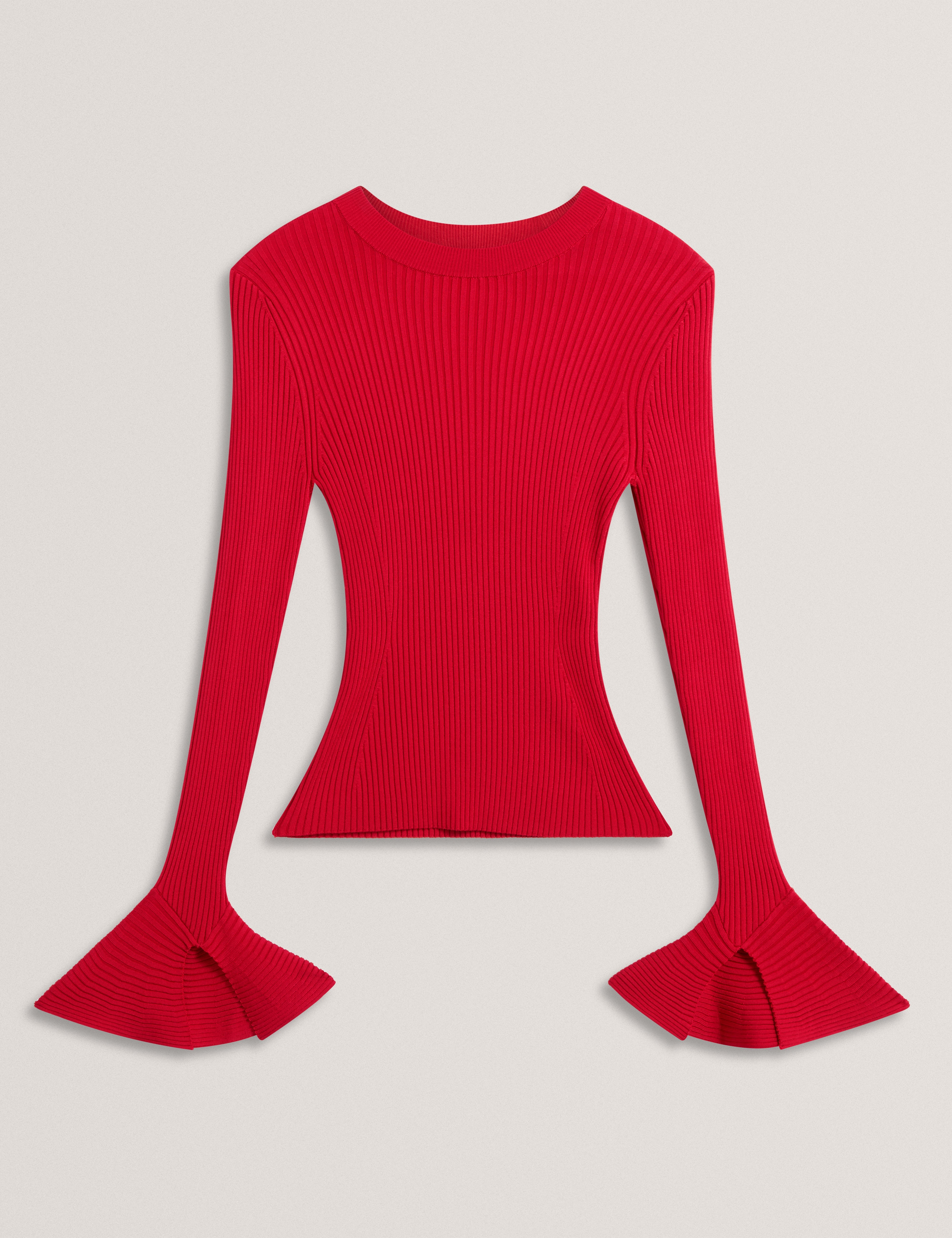 Eljoan Fitted Knitted Long Sleeve Top Dk-Red