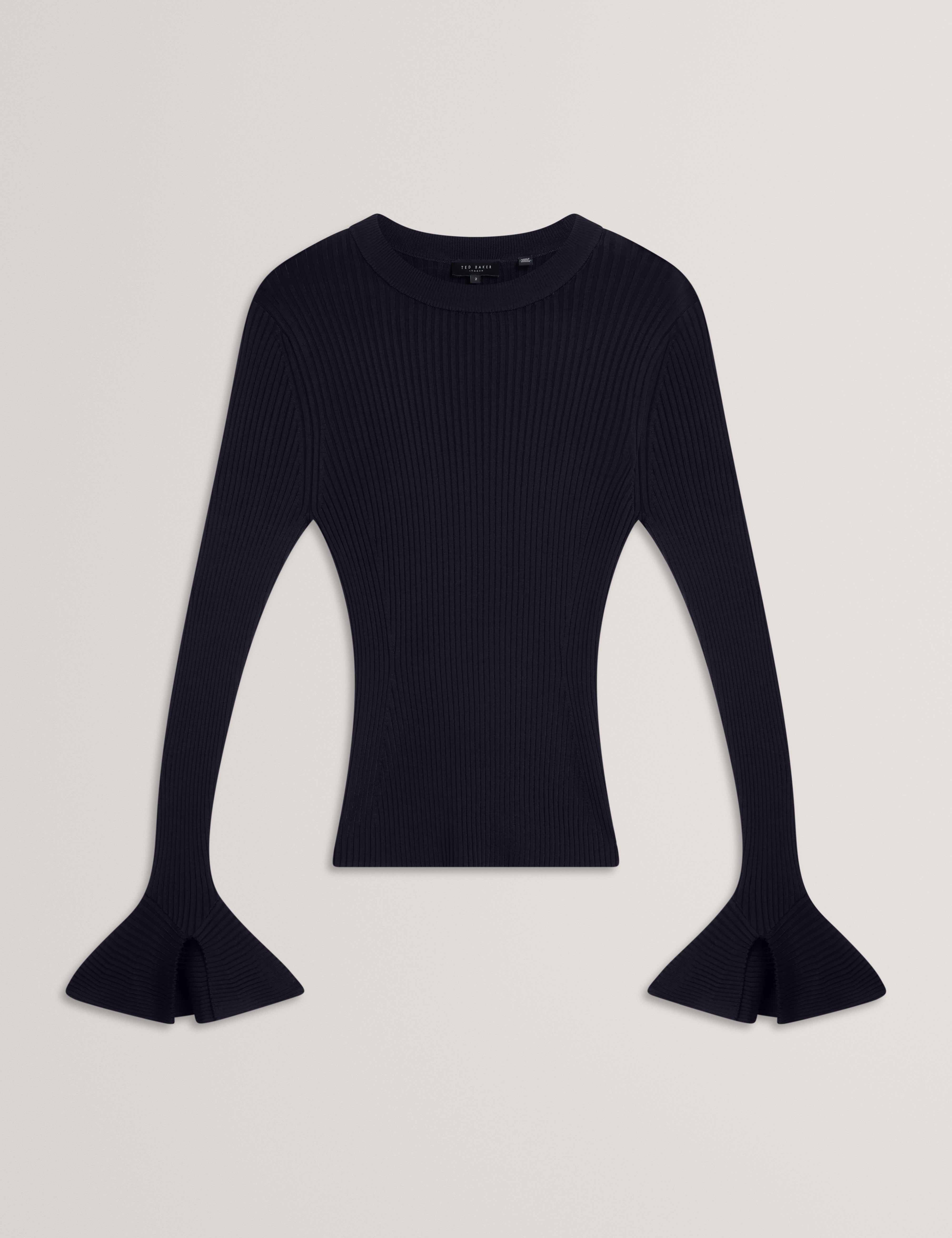 Eljoan Fitted Knitted Long Sleeve Top Navy