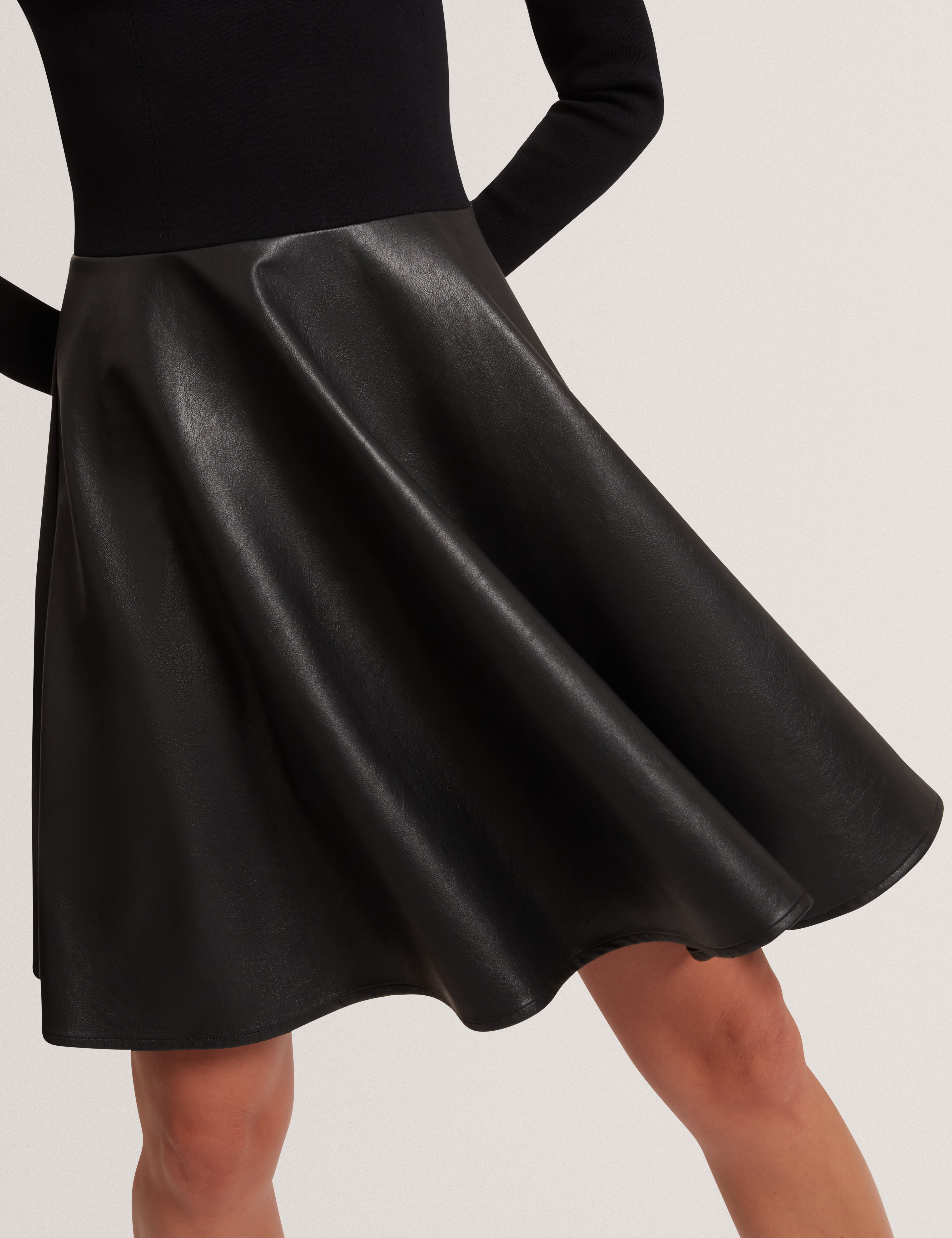 Milioa Mini Dress With Faux Leather Skirt Black