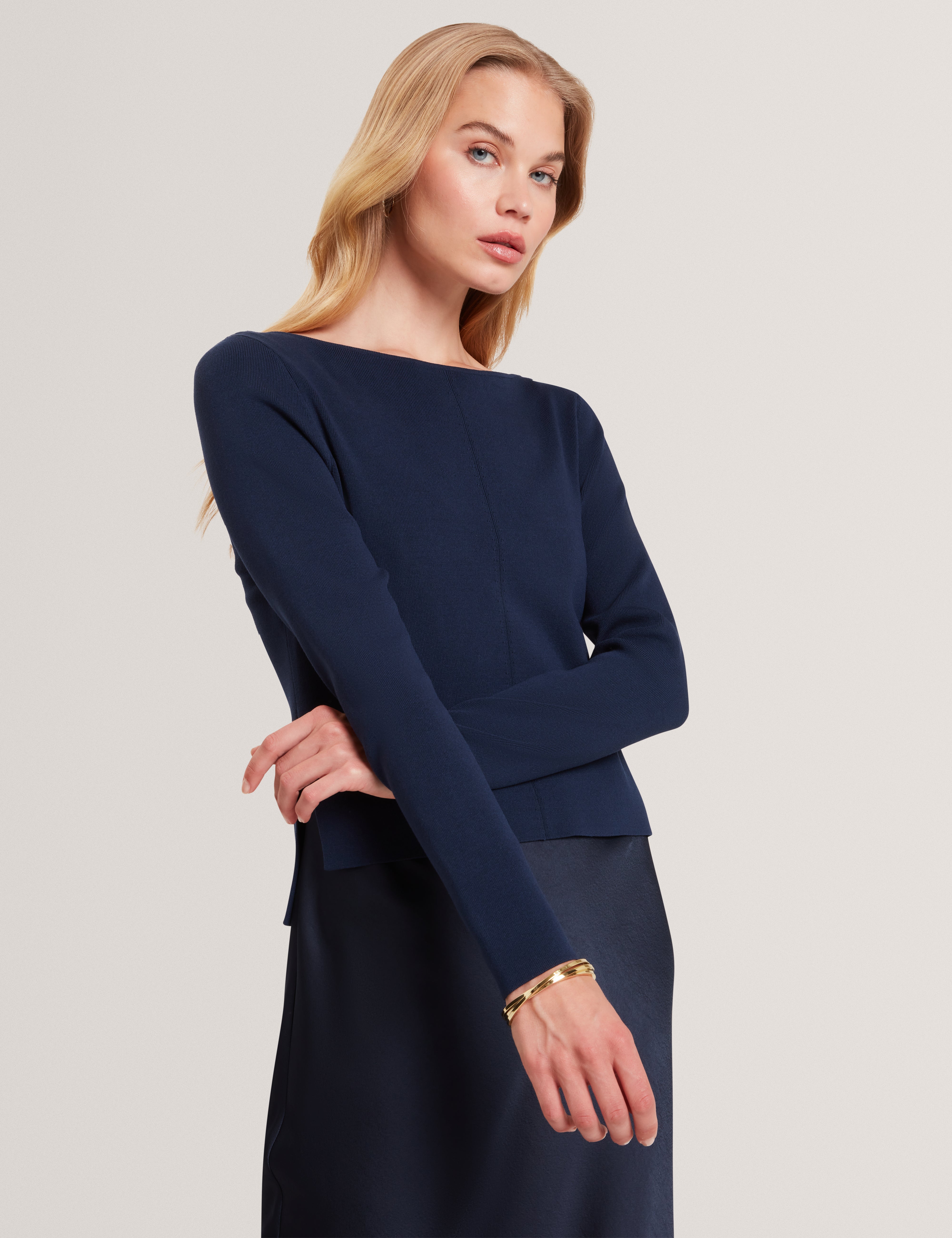 Machar 2 In 1 Knitted Top With Slip Dress Navy