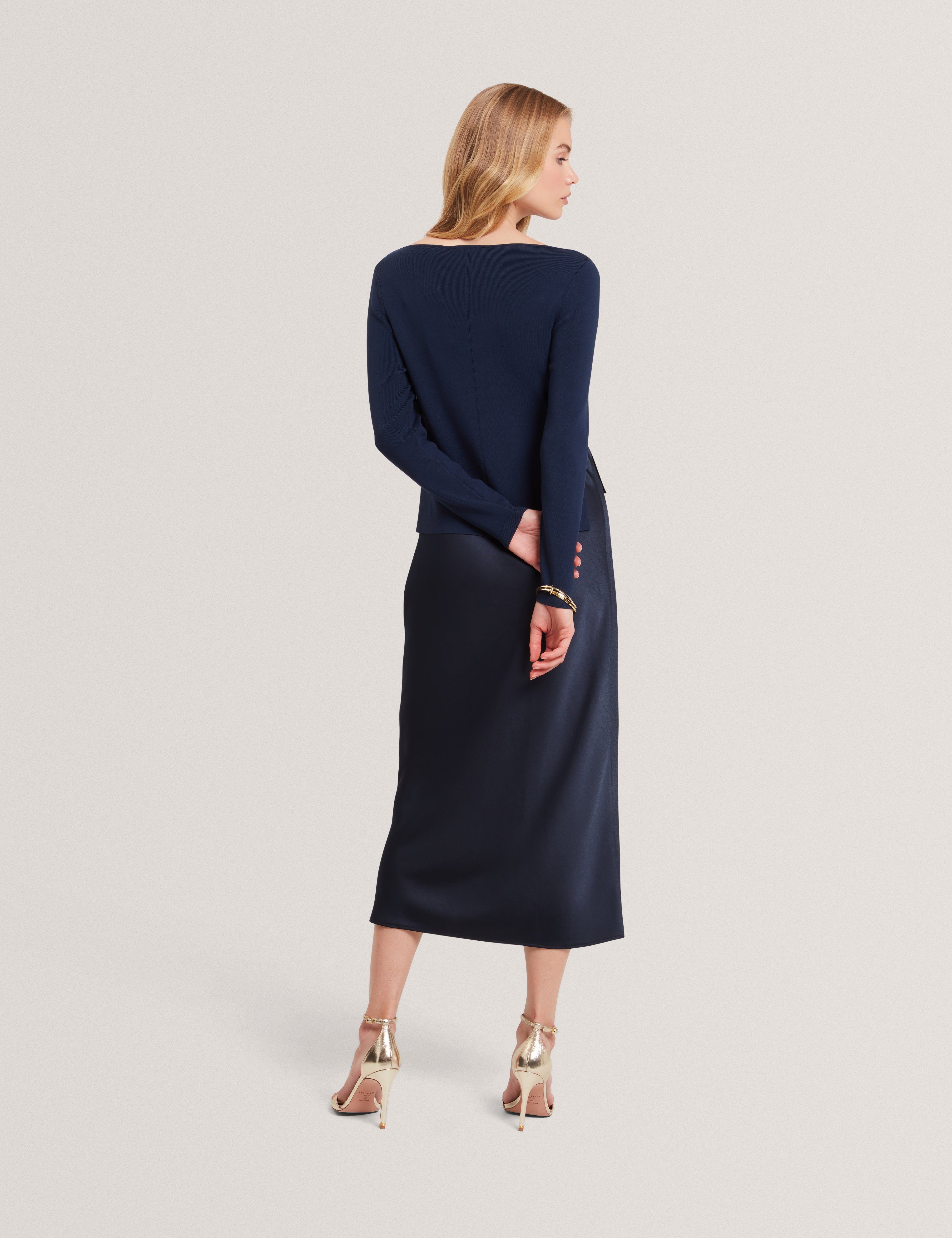 Machar 2 In 1 Knitted Top With Slip Dress Navy