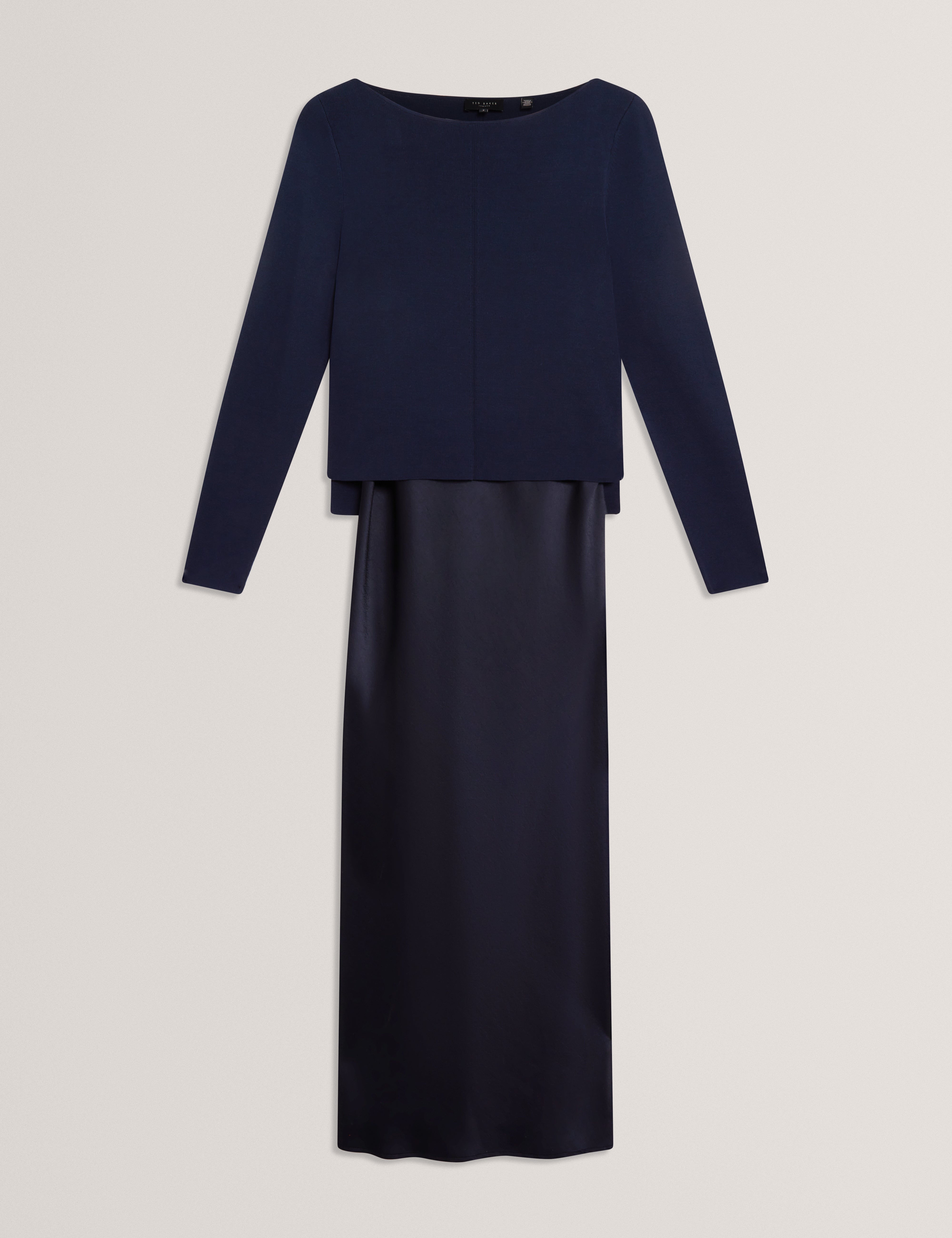 Machar 2 In 1 Knitted Top With Slip Dress Navy