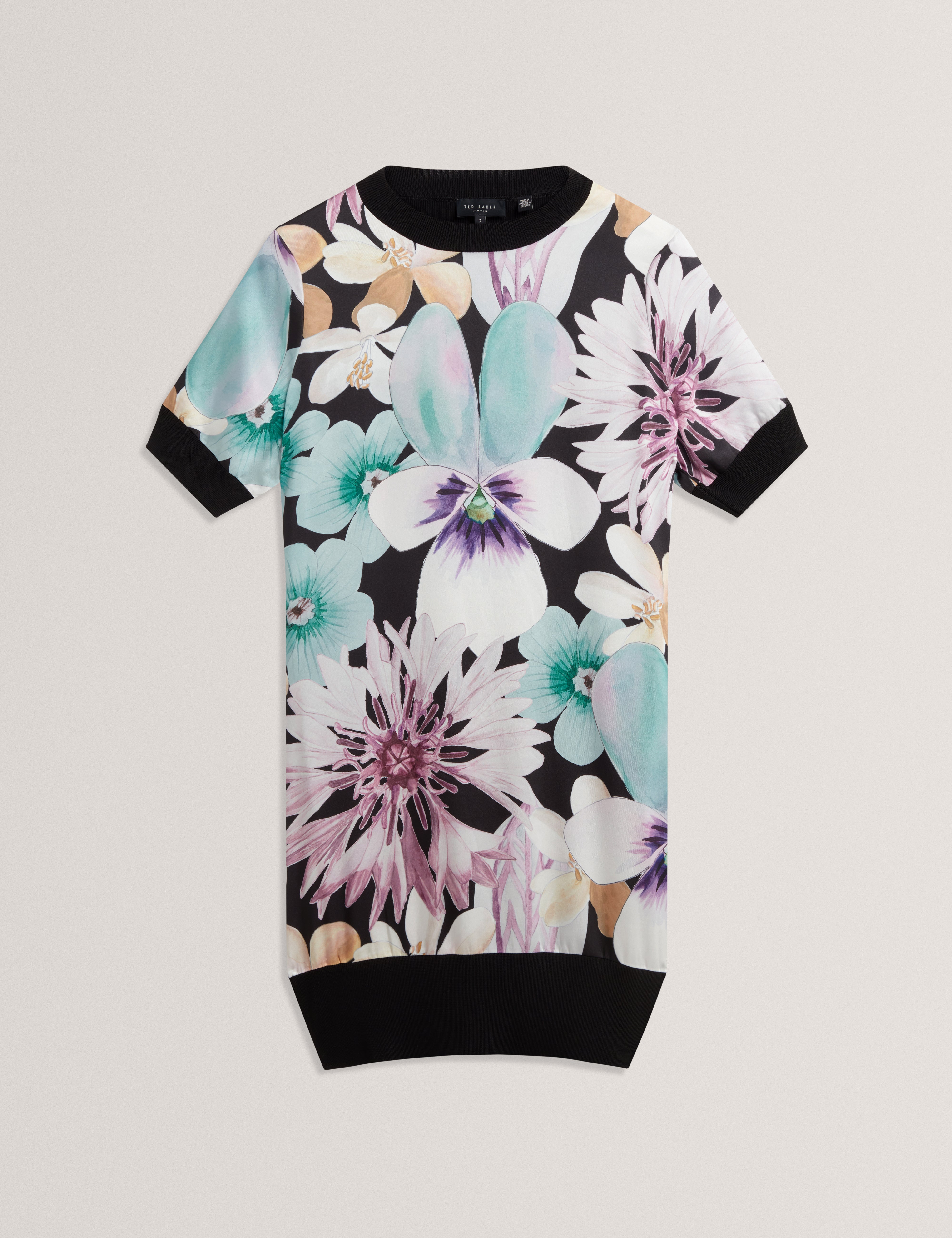 Maala Printed Woven Front Boxy Dress Black