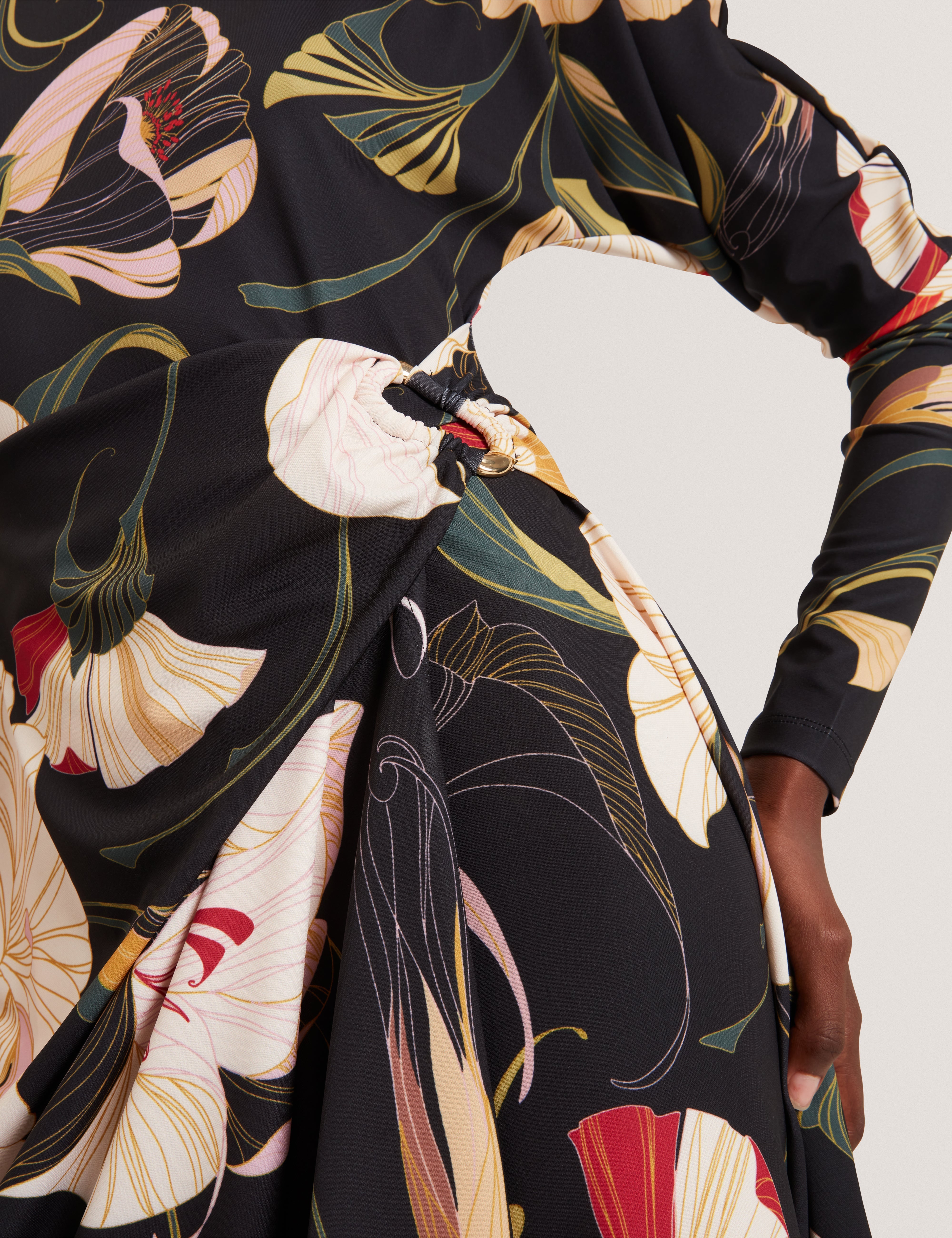 Lazira Print Wrap Mini Dress Black