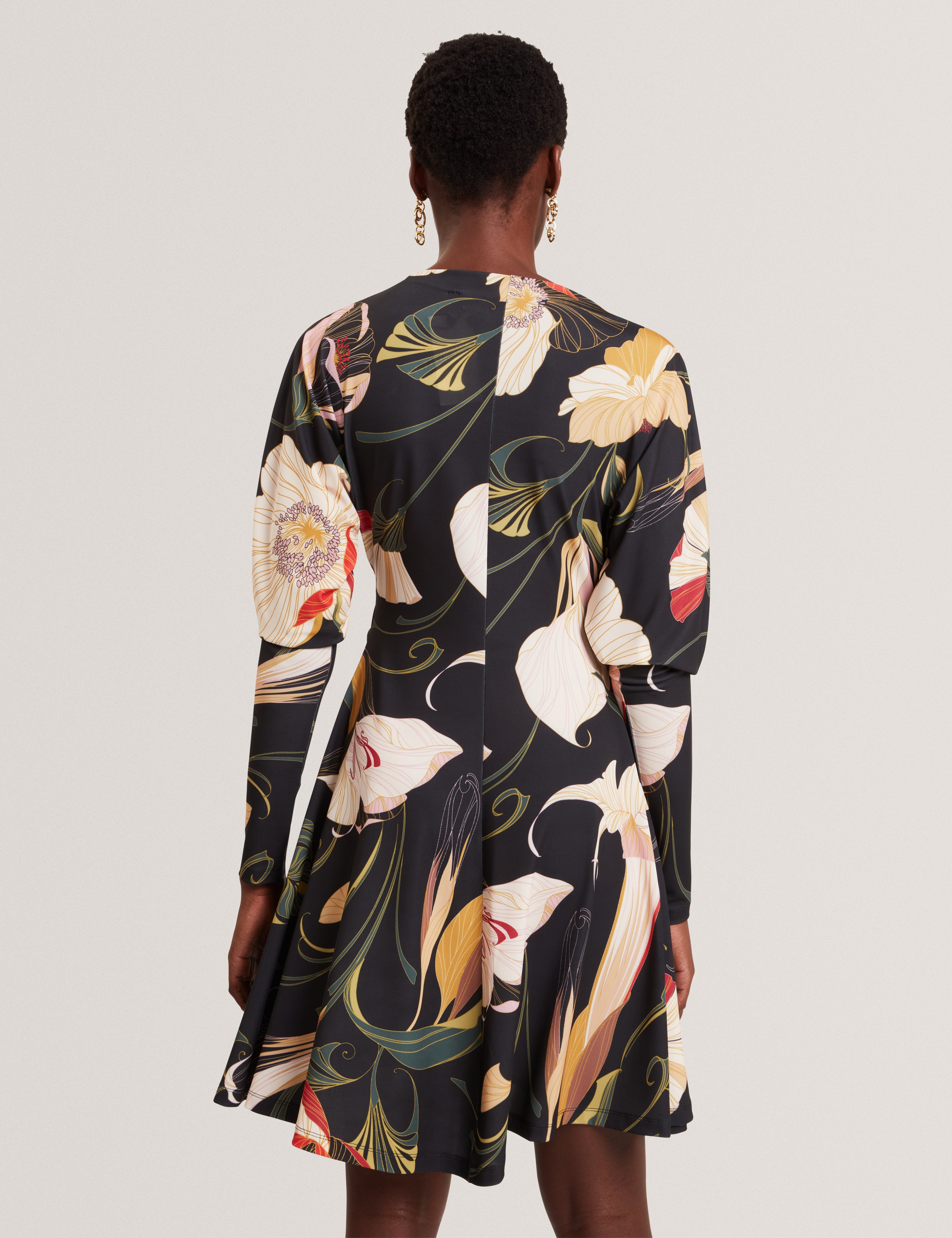 Lazira Print Wrap Mini Dress Black