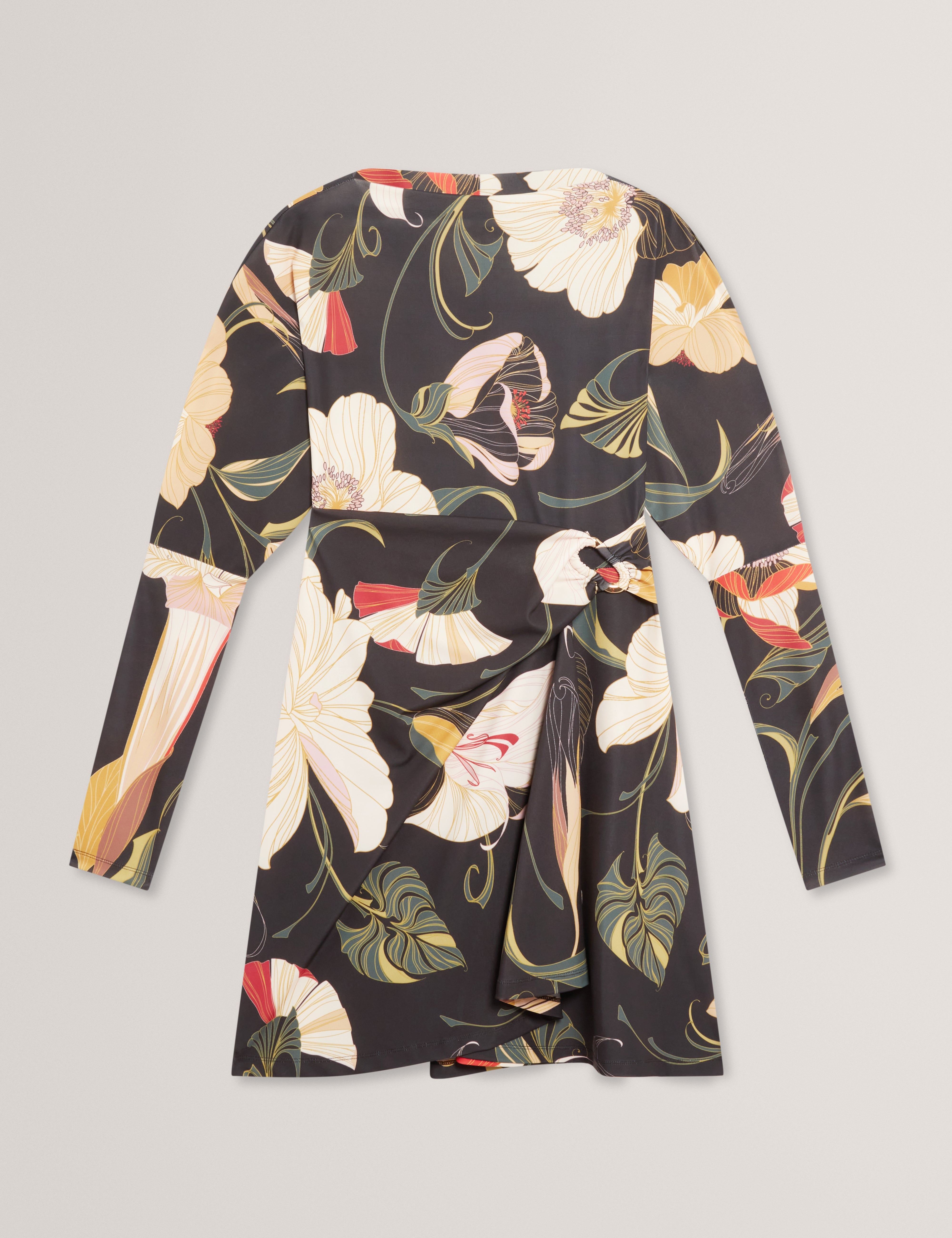 Lazira Print Wrap Mini Dress Black