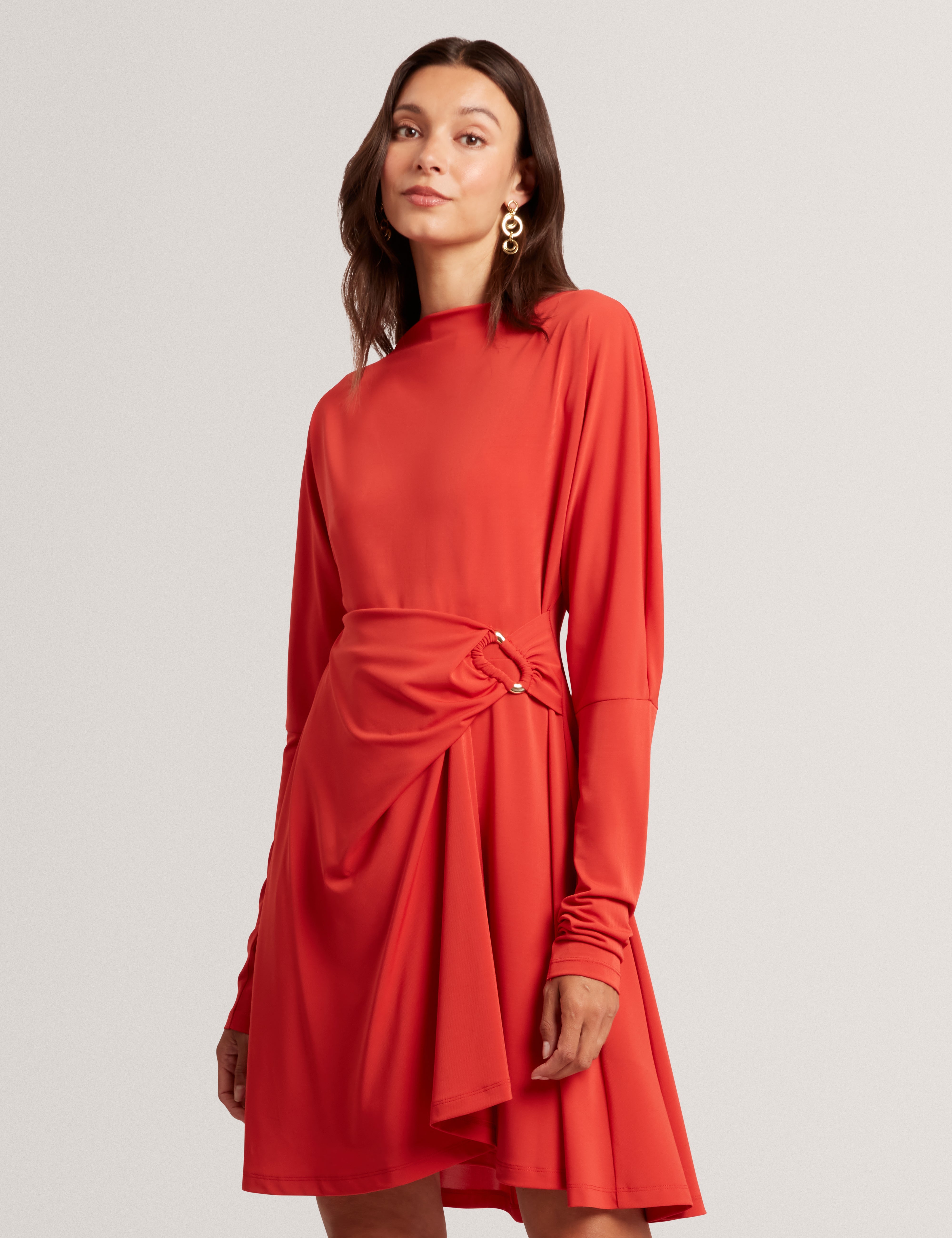 Mairiee Wrap Jersey Mini Dress Bur-Orange