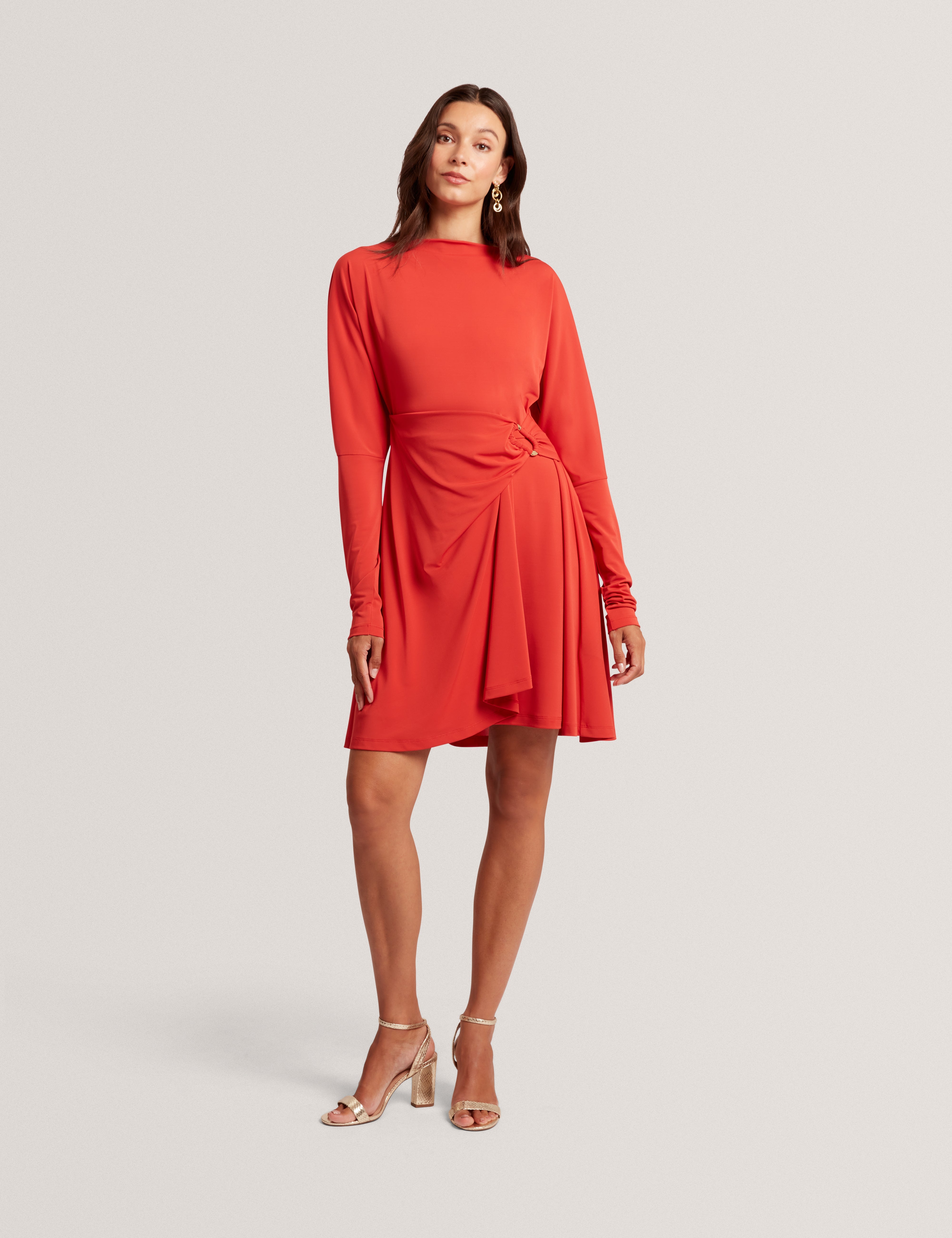 Mairiee Wrap Jersey Mini Dress Bur-Orange