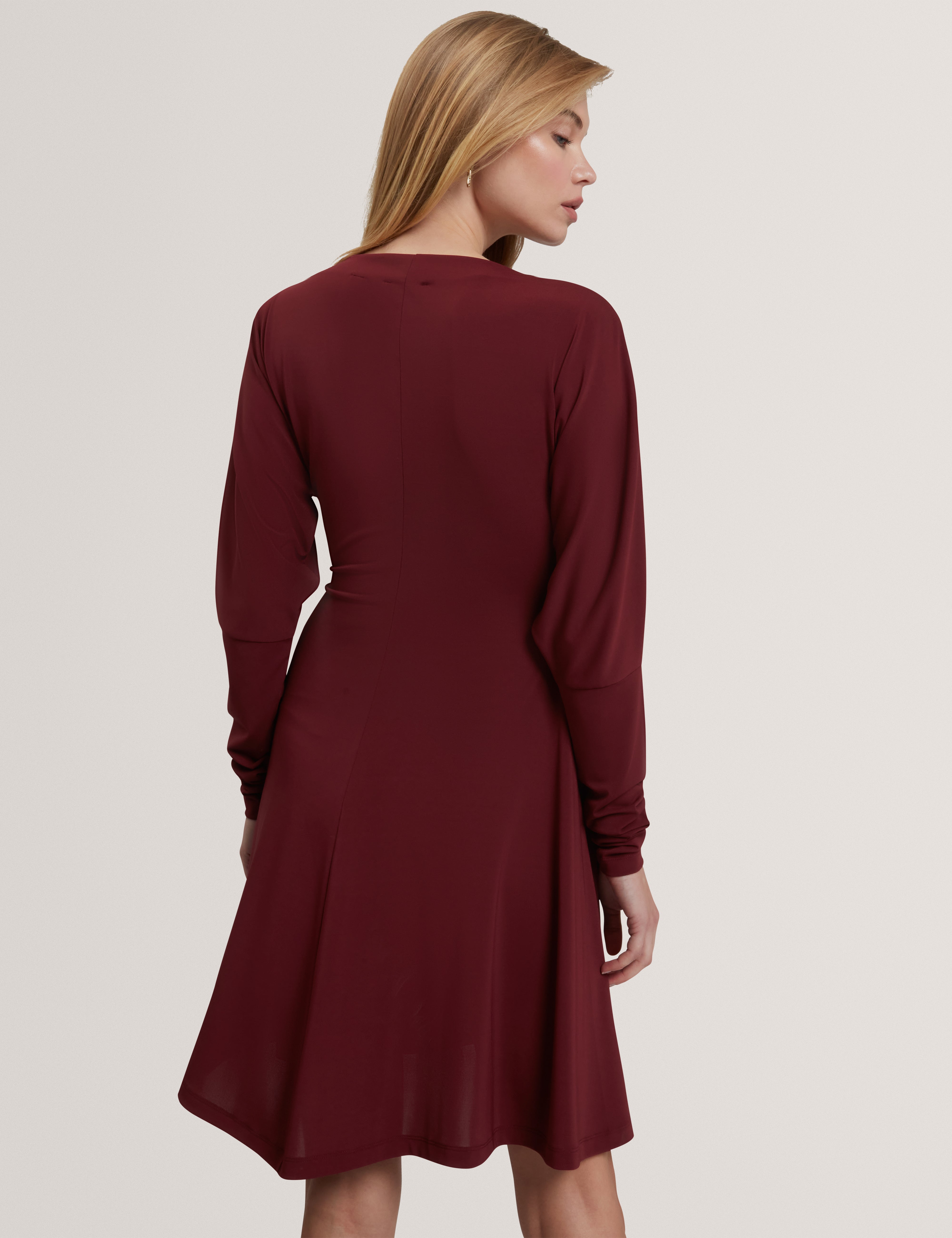 Mairiee Wrap Jersey Mini Dress Oxblood