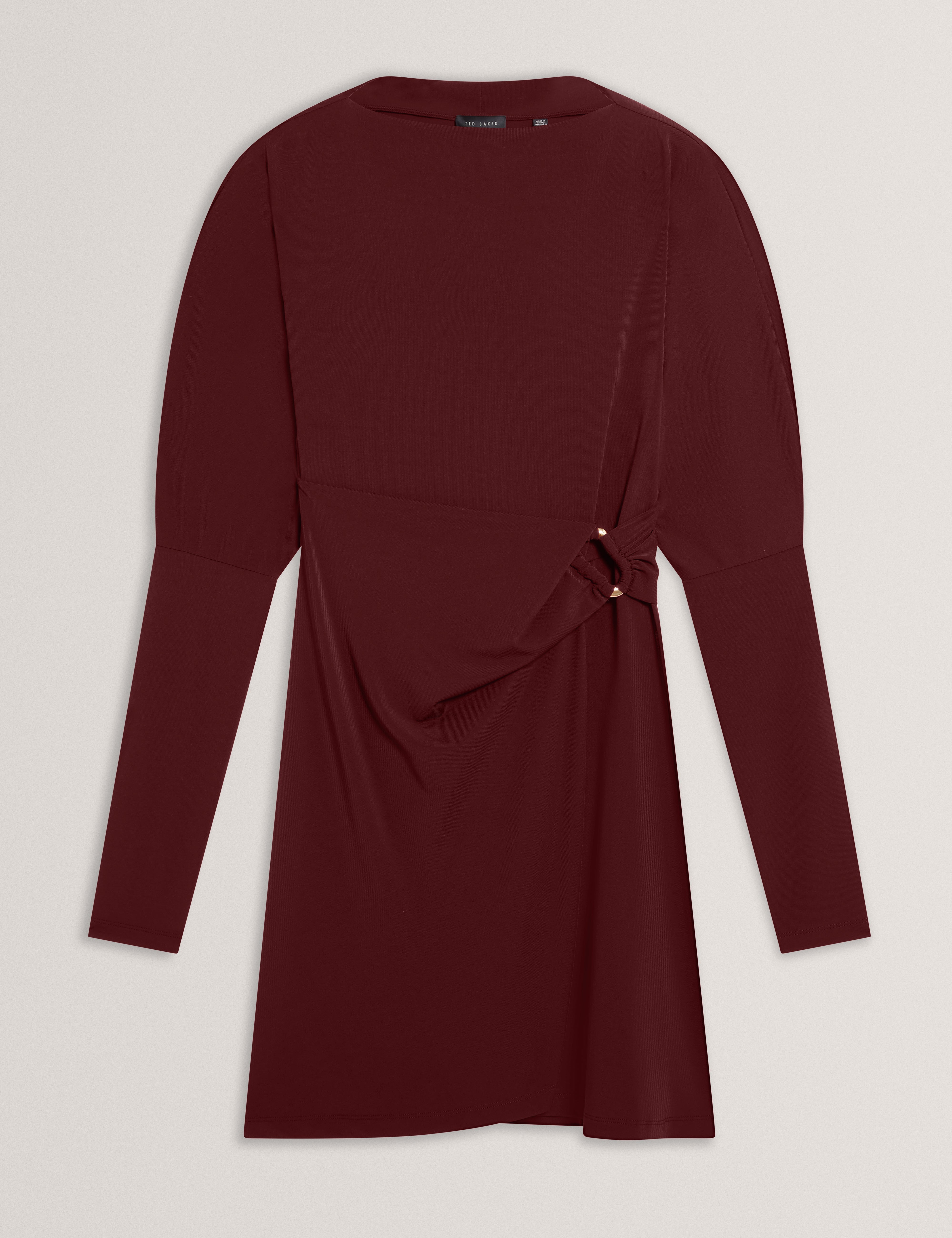 Mairiee Wrap Jersey Mini Dress Oxblood