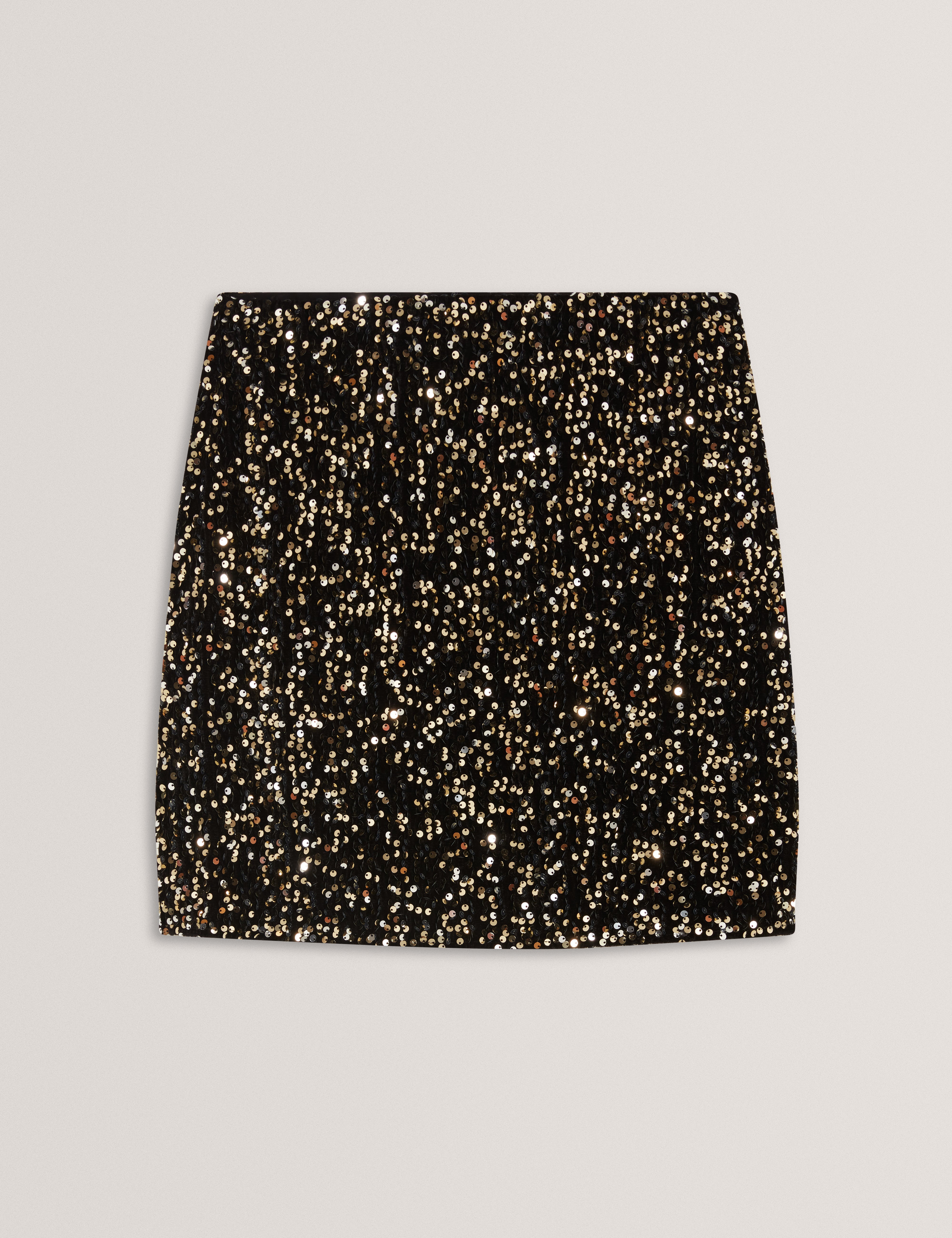 Pearsom Velvet Sequin Mini Skirt Black