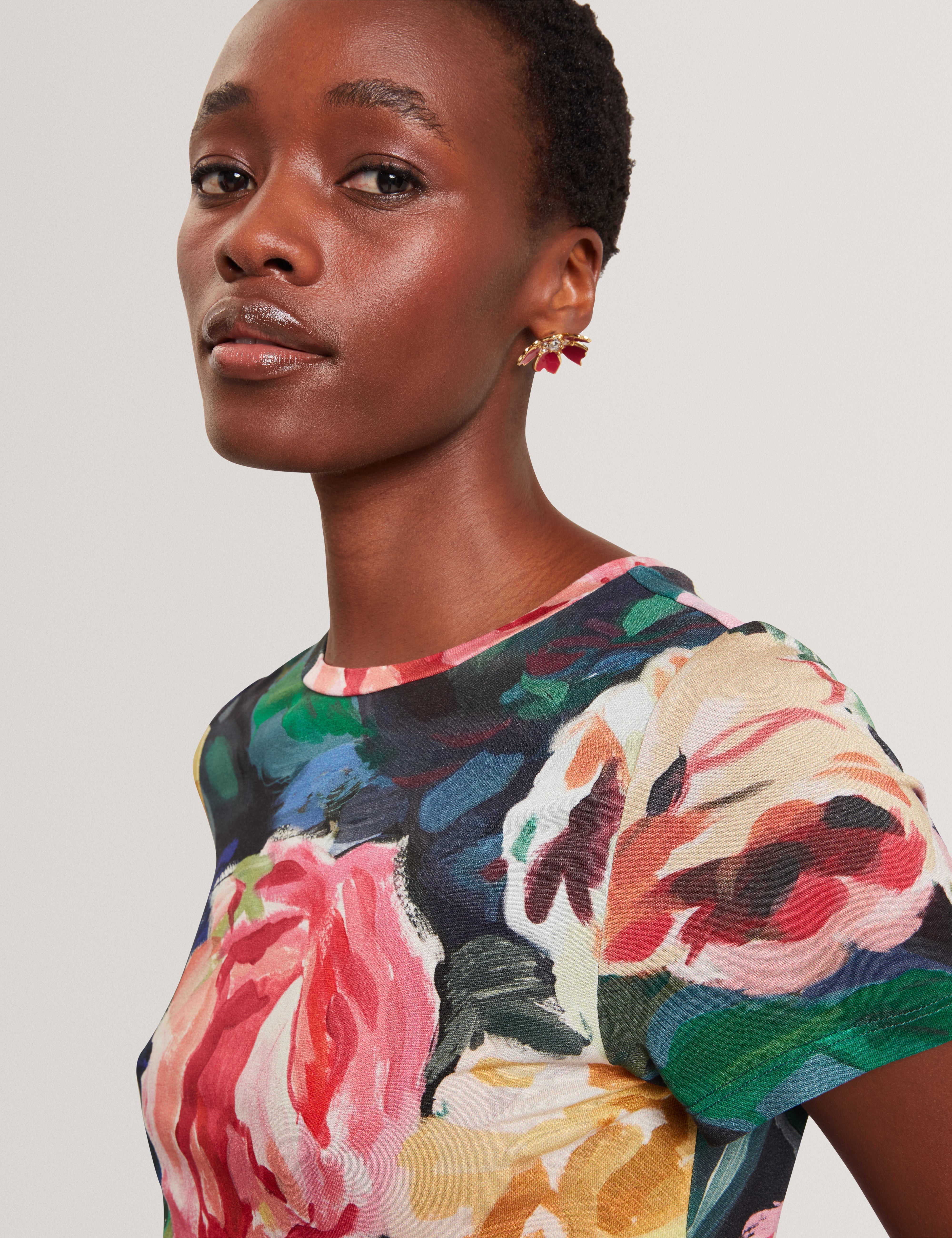 Mayfla Printed Fitted Tee Navy