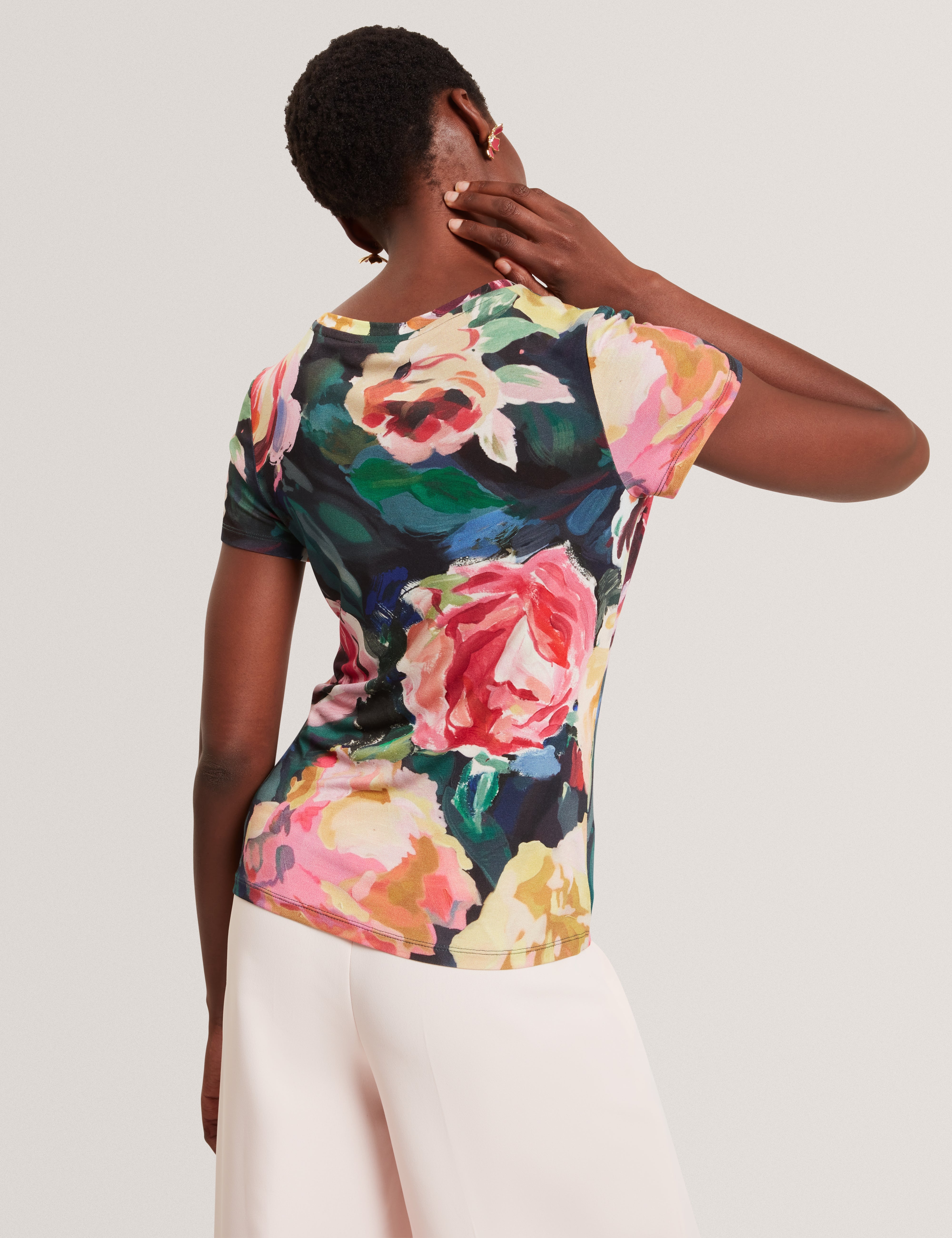 Mayfla Printed Fitted Tee Navy