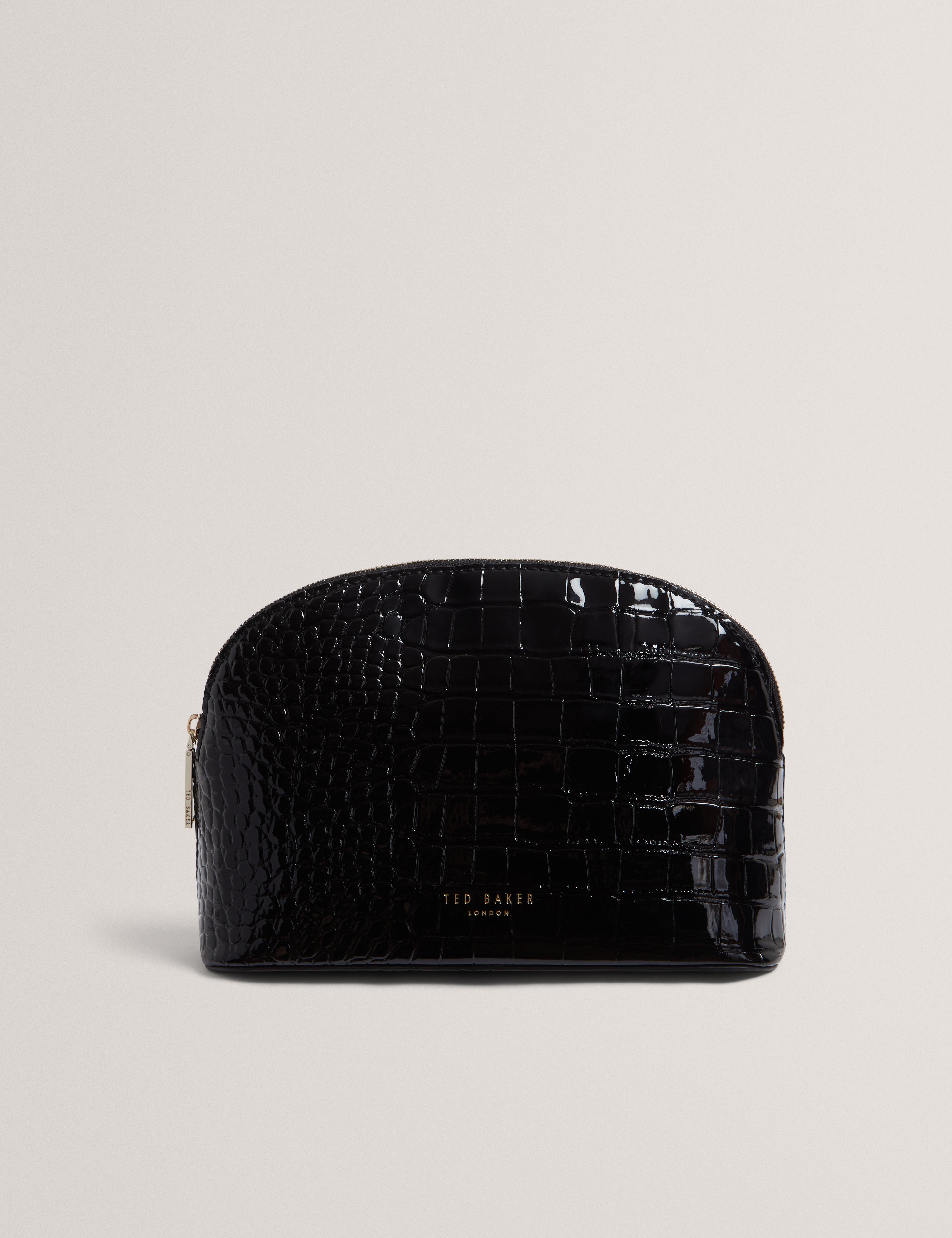 Valmma Croc Effect Small Washbag Black