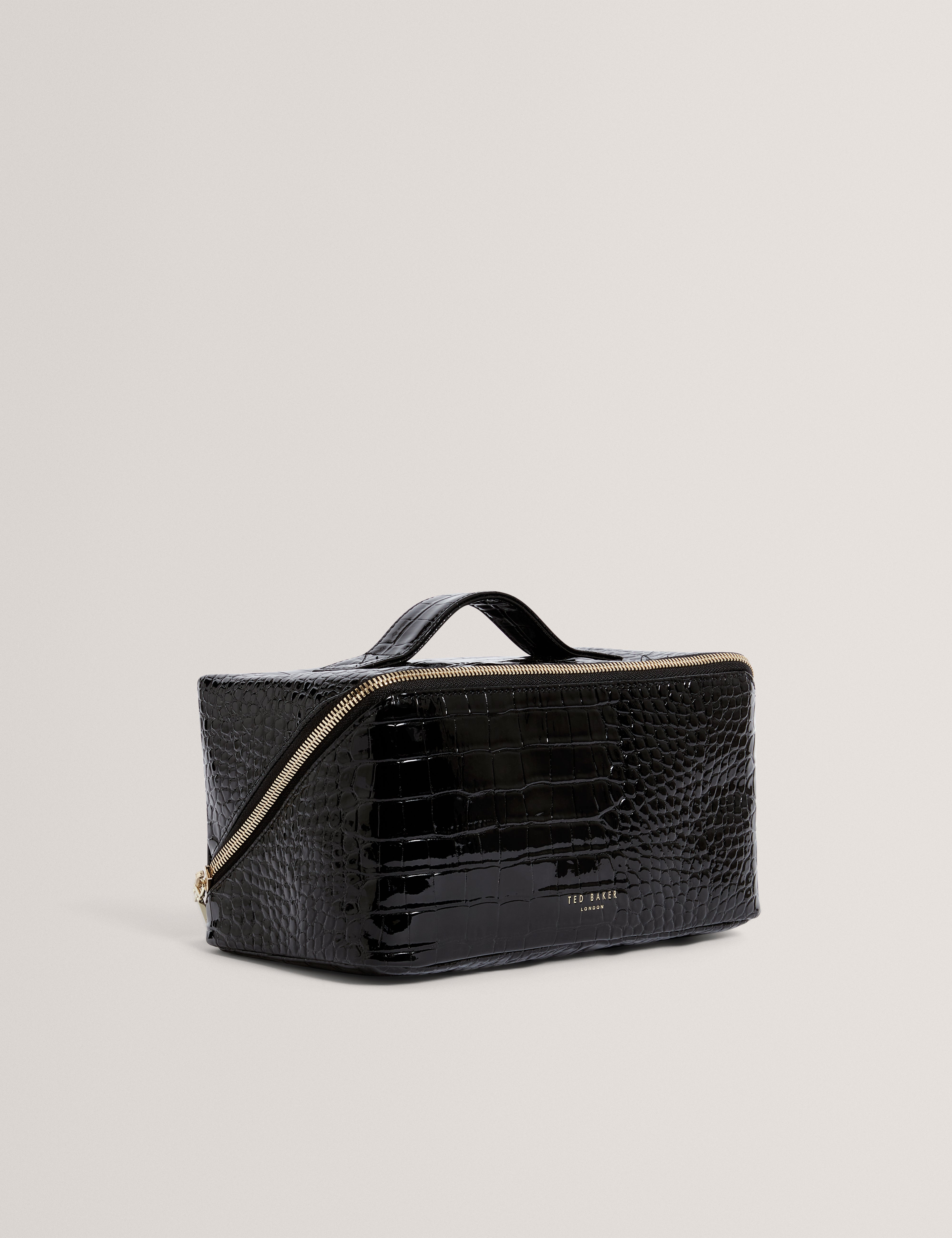 Vieda Croc Effect Small Makeup Bag Black