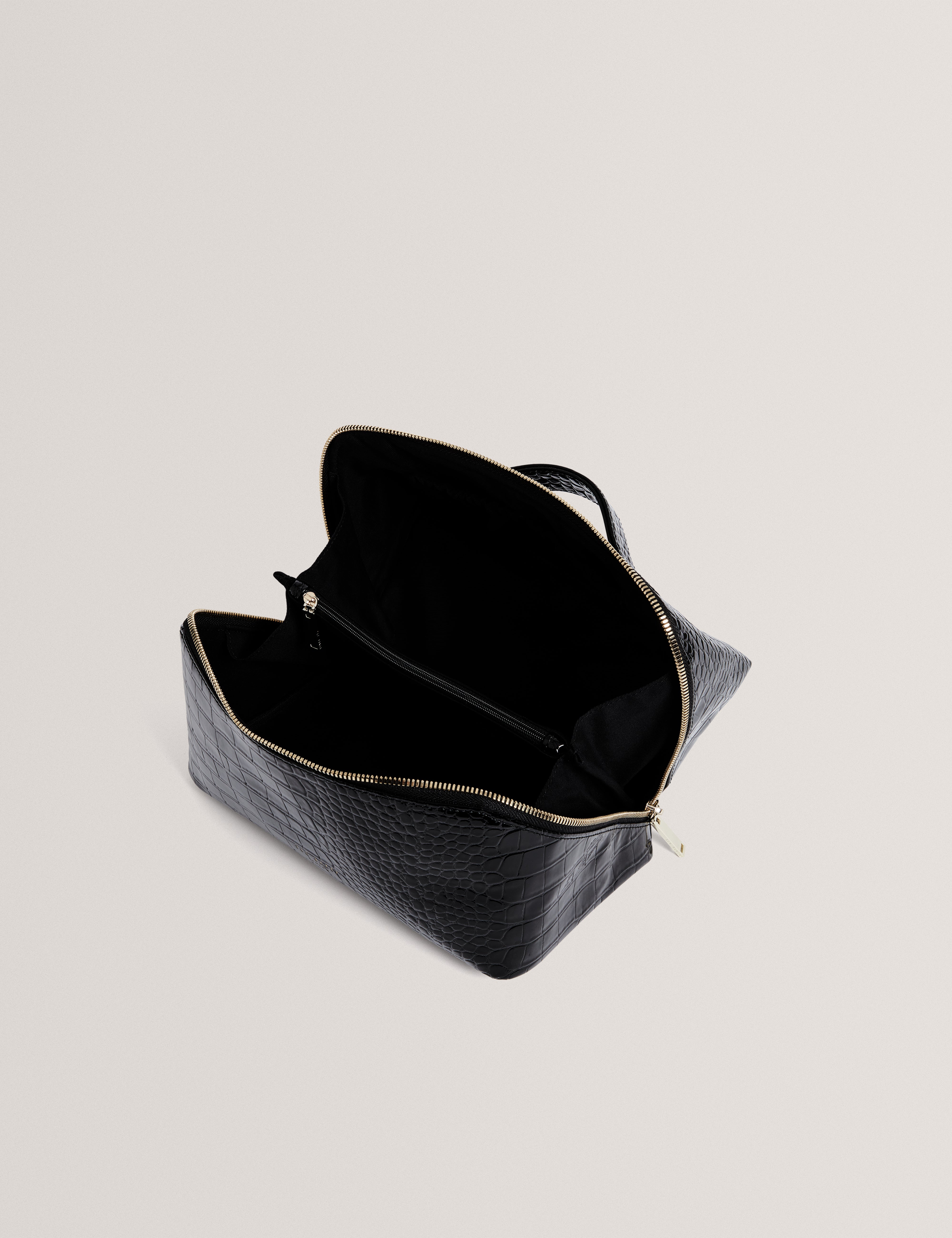 Vieda Croc Effect Small Makeup Bag Black