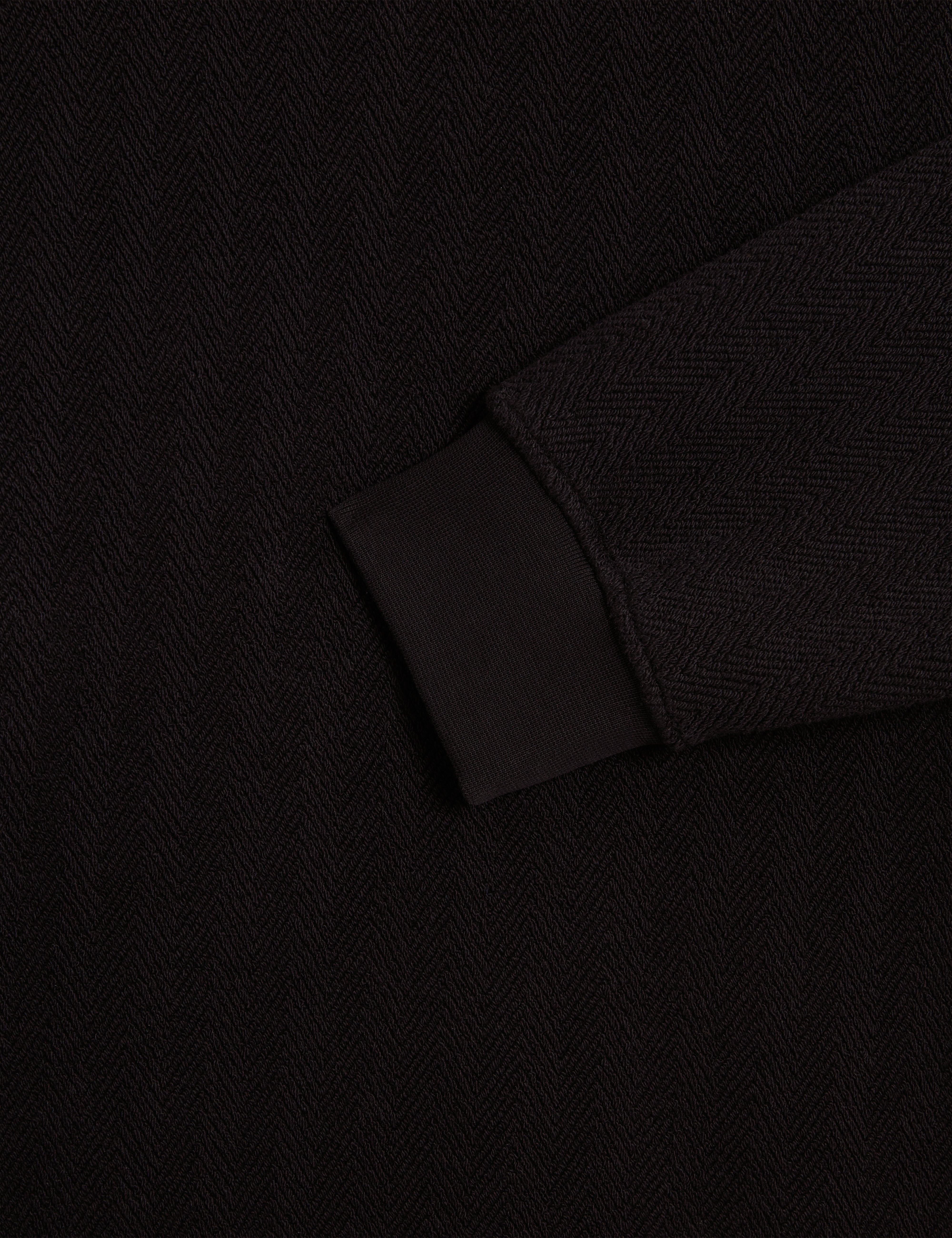 Elates Herringbone Texture Crew Neck Sweatshirt Black