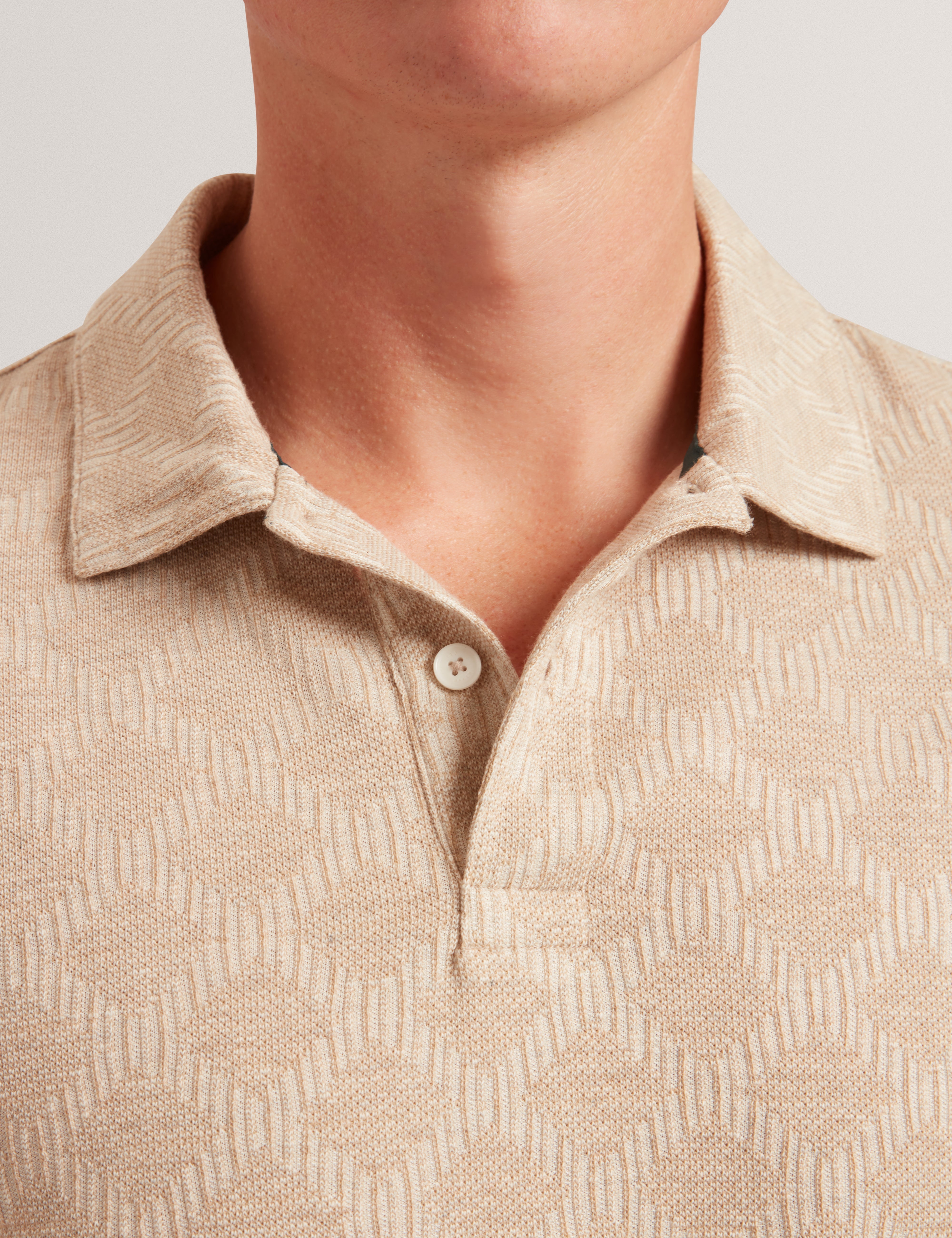 Imlad Ls Diamond Jacquard Polo Taupe