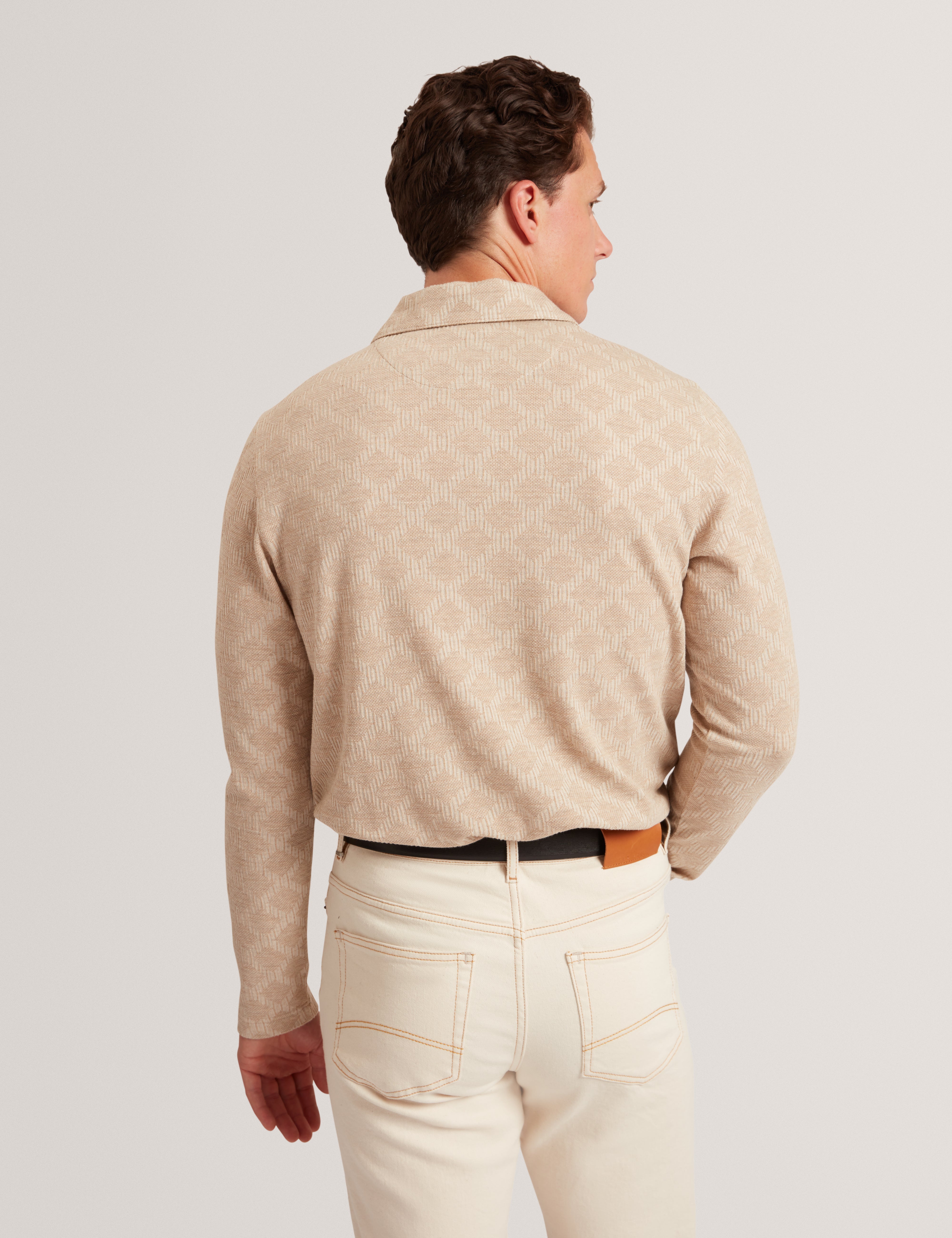 Imlad Ls Diamond Jacquard Polo Taupe