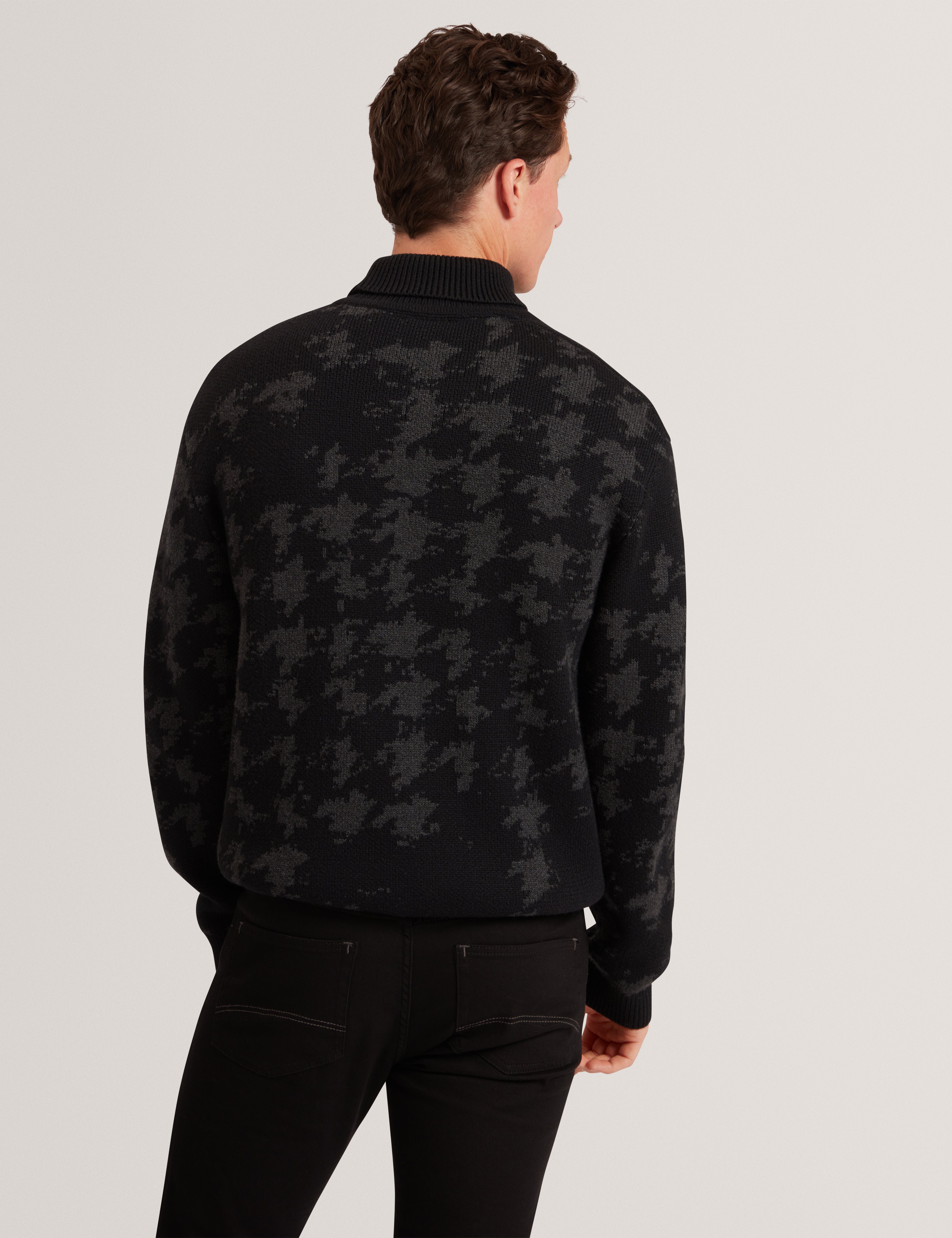 Airlor Ribbed Houndstooth Crew Neck Black