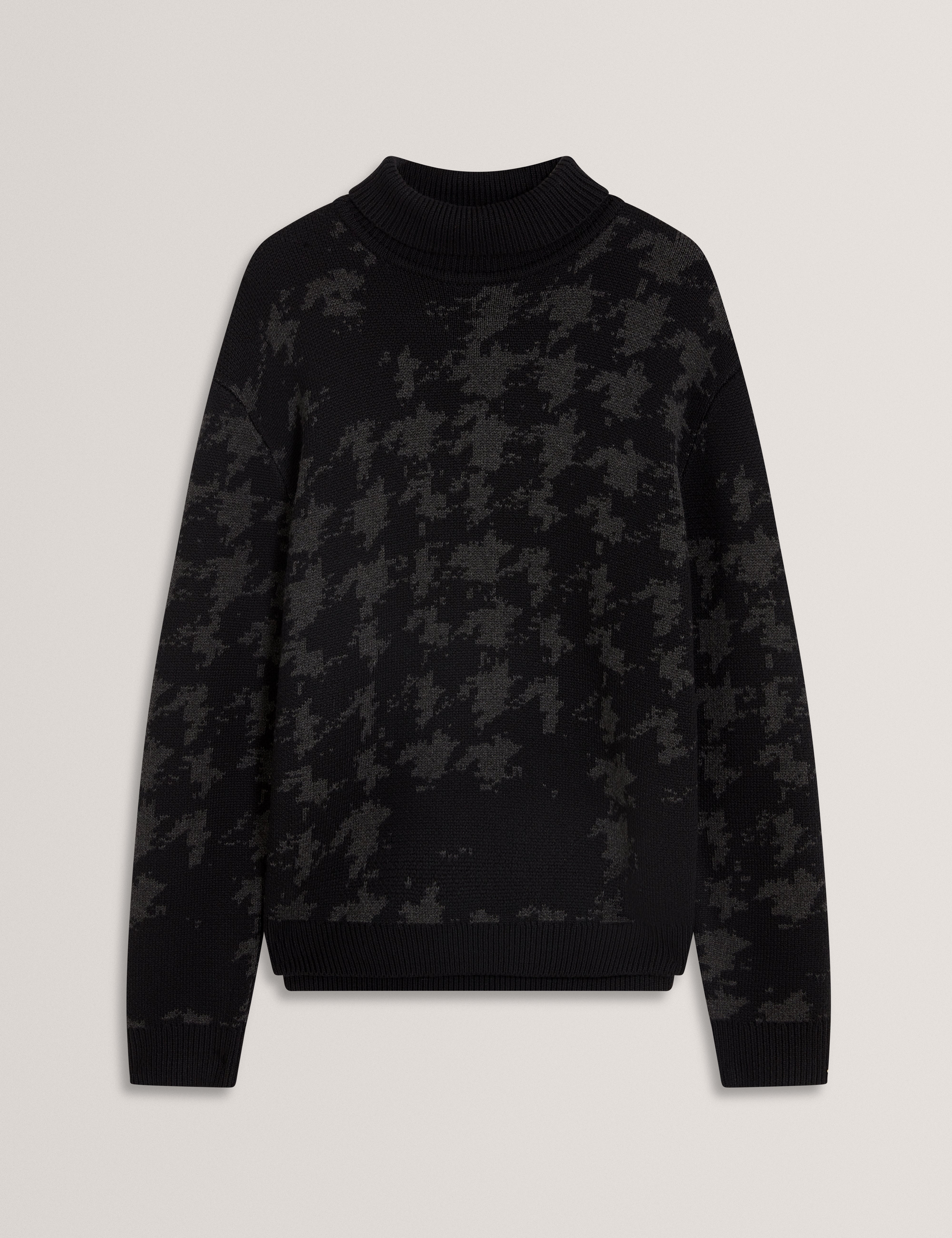 Airlor Ribbed Houndstooth Crew Neck Black