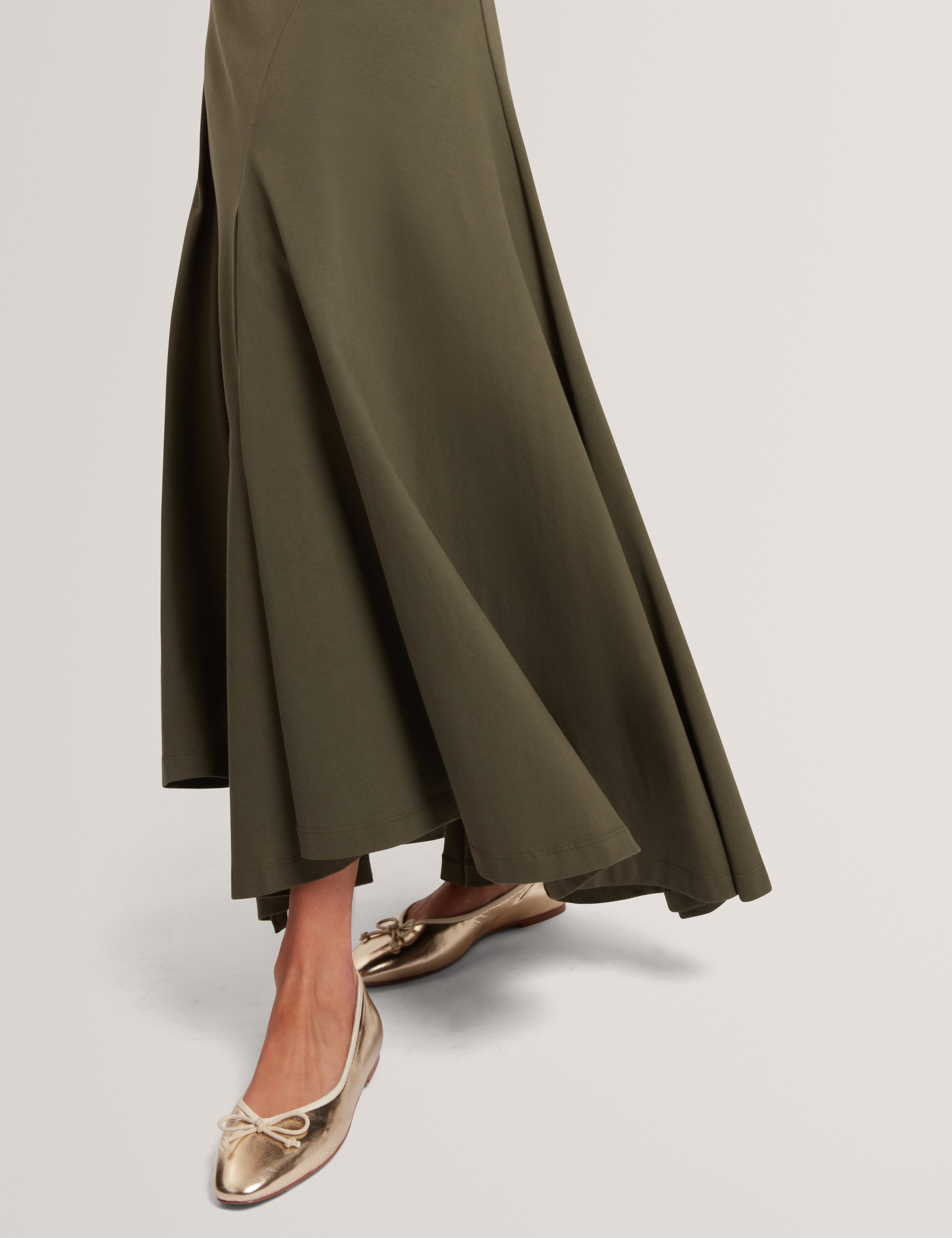 Fuusia Jersey Panelled Short Sleeve Midi Dress Dk-Green