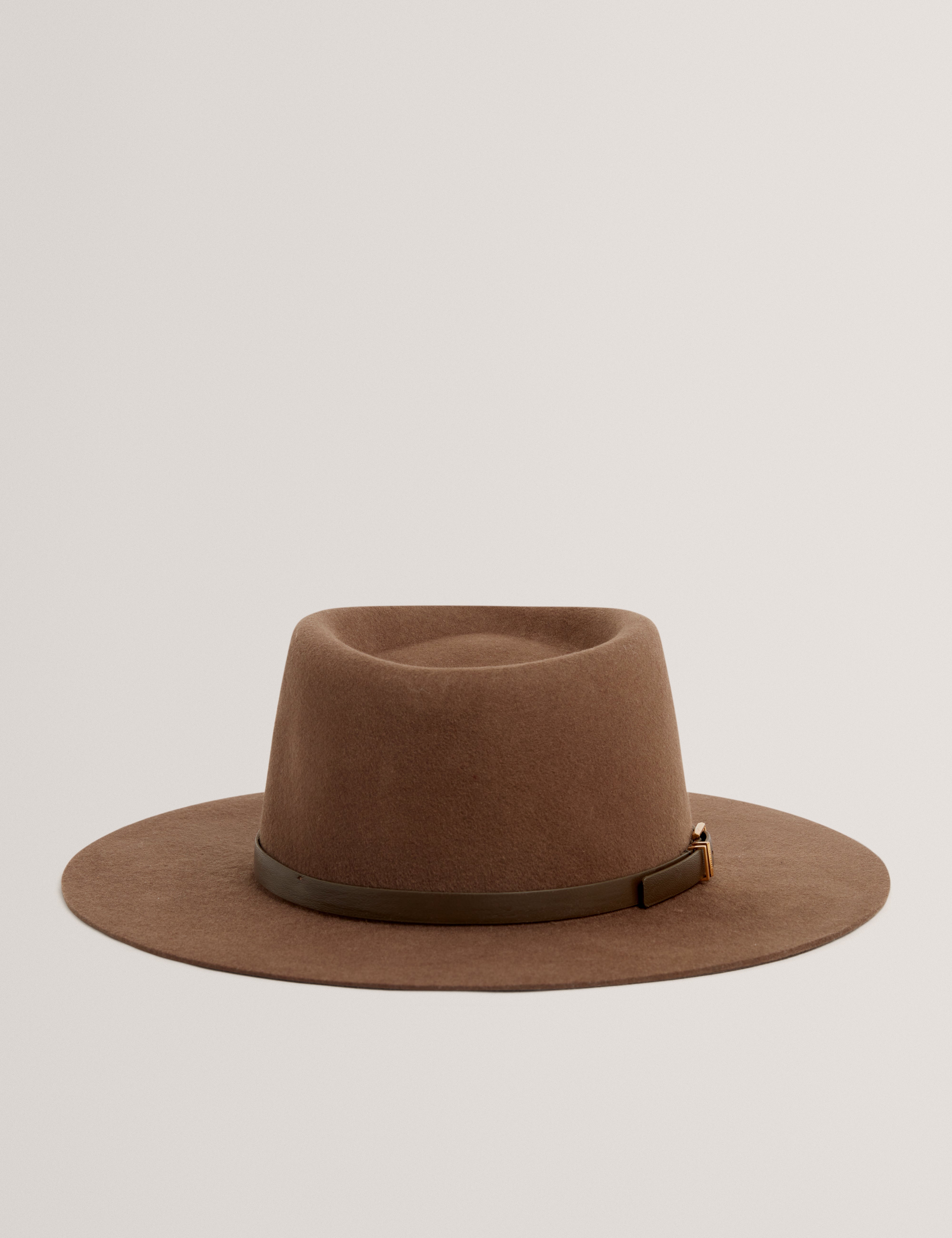 Jillli Buckle Detail Wool Blend Felt Hat Brown